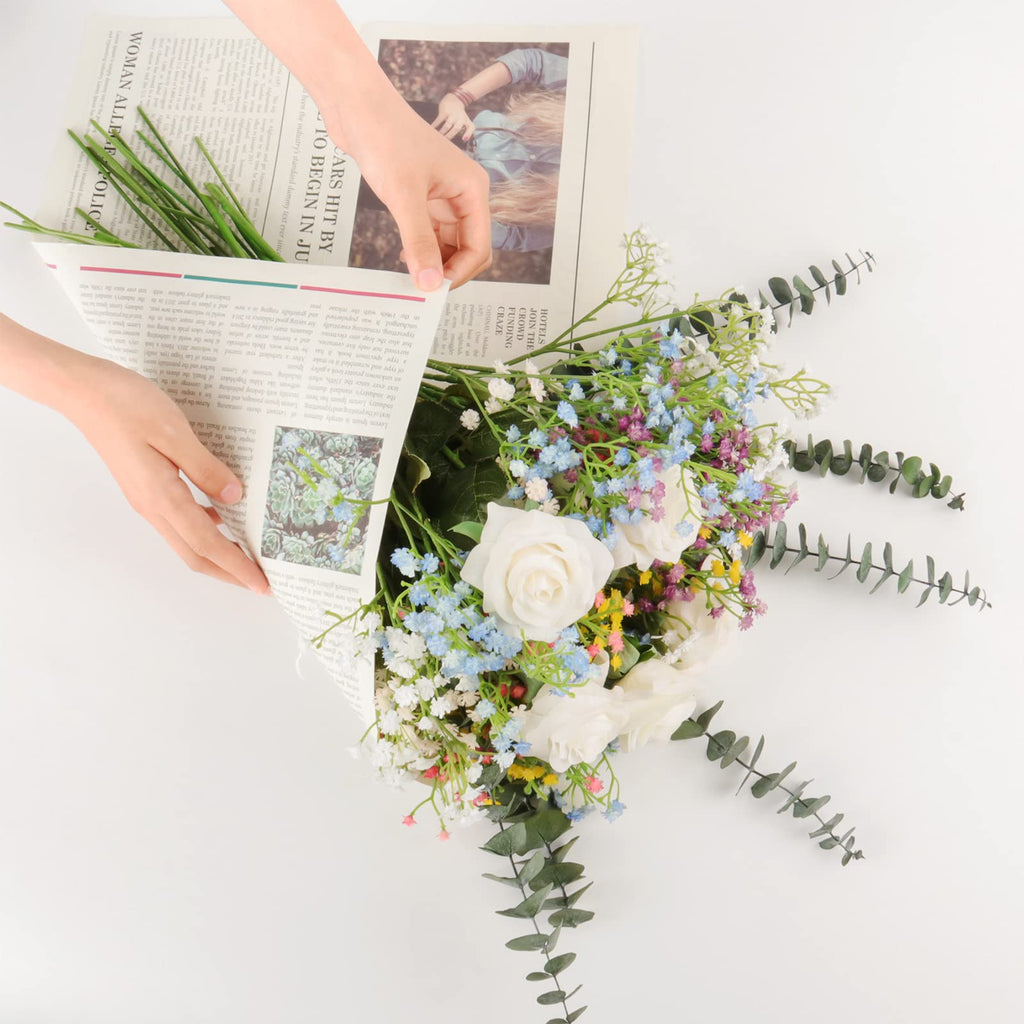 15 PCS Babys Breath Artificial Flowers Fake Babys Breath Flowers Artificial Bulk Blue Gypsophila Bouquets Real Touch Faux Flowers for Wedding Floral Arrangement Party Home Decoration