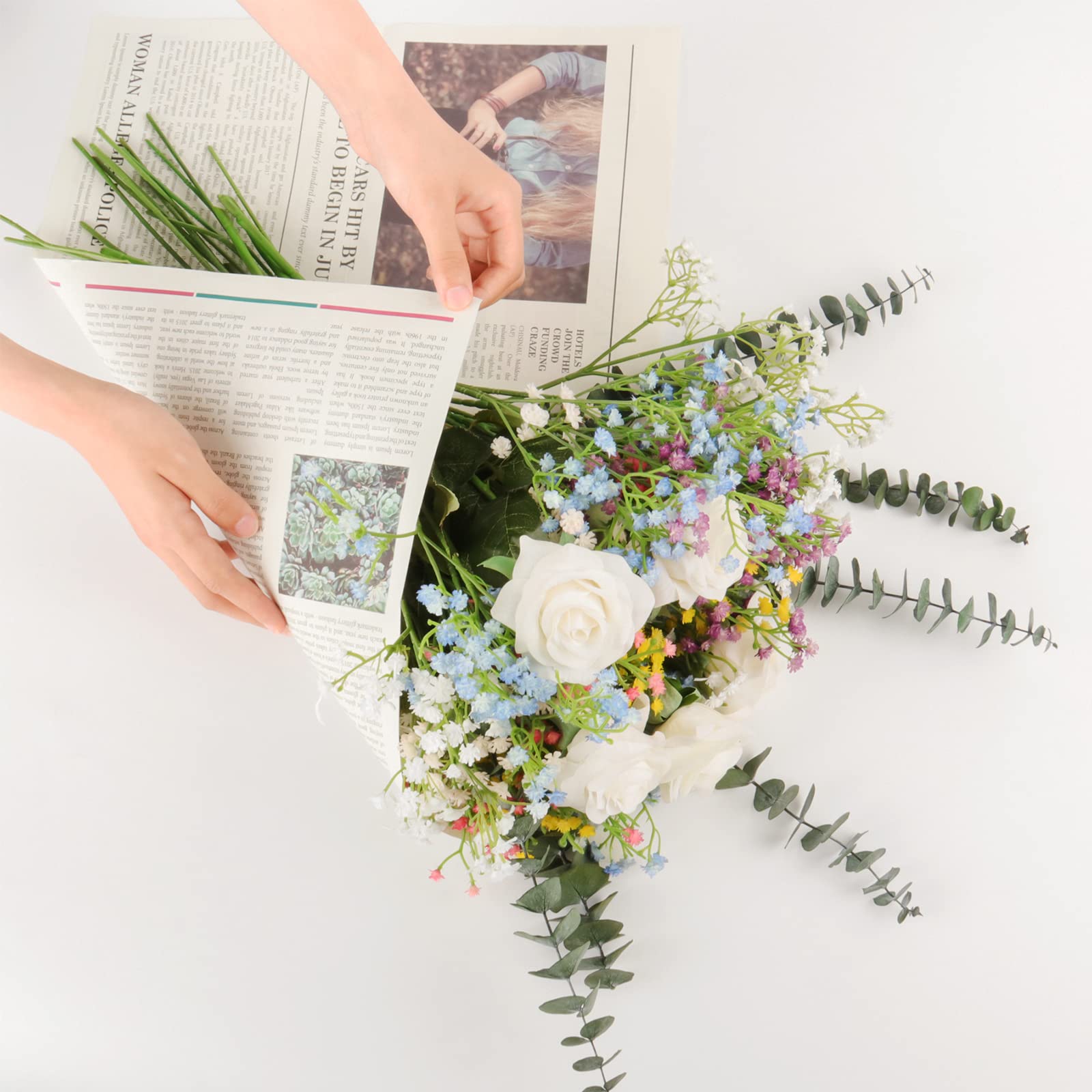 15 PCS Babys Breath Artificial Flowers Fake Babys Breath Flowers Artificial Bulk Blue Gypsophila Bouquets Real Touch Faux Flowers for Wedding Floral Arrangement Party Home Decoration