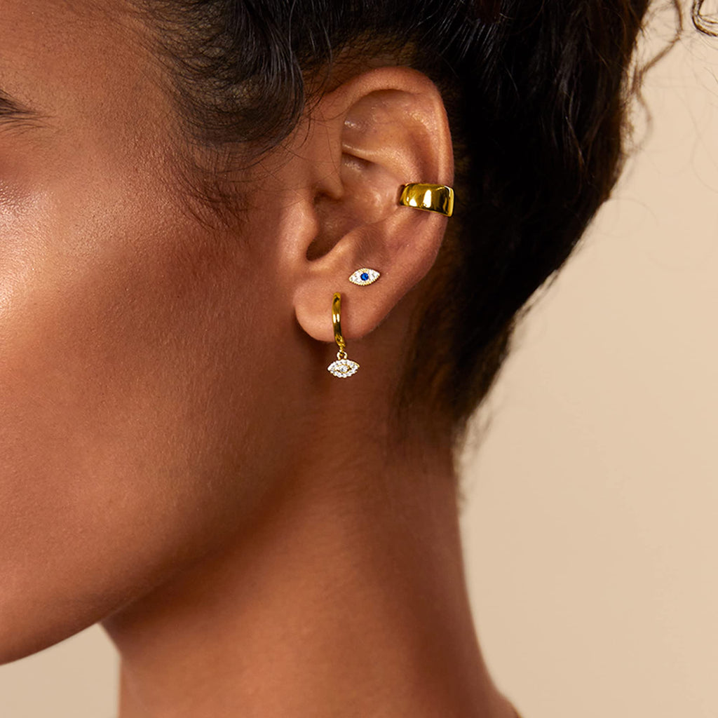 PAVOI 14K Gold Plated Flat Back Earrings | Solid 925 Sterling Silver Posts | Helix Cartilage Earrings for Women | Cubic Zirconia Stud Earrings | Trending Fashion Jewelry