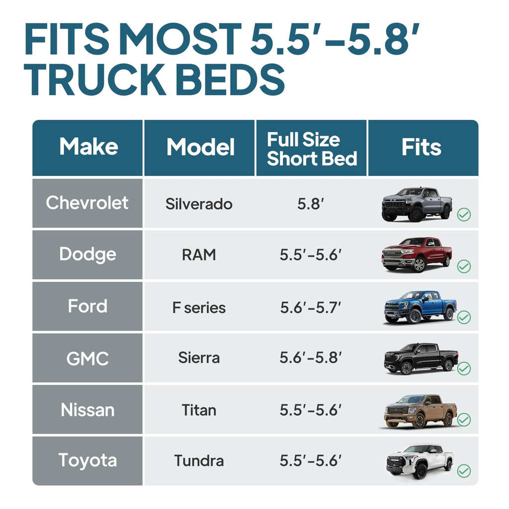 Lost Horizon Truck Bed Camping Air Mattress with Foam, Self Inflating Sleeping Pad for Tacoma 5FT with Pump Sack, 4.5" Thick