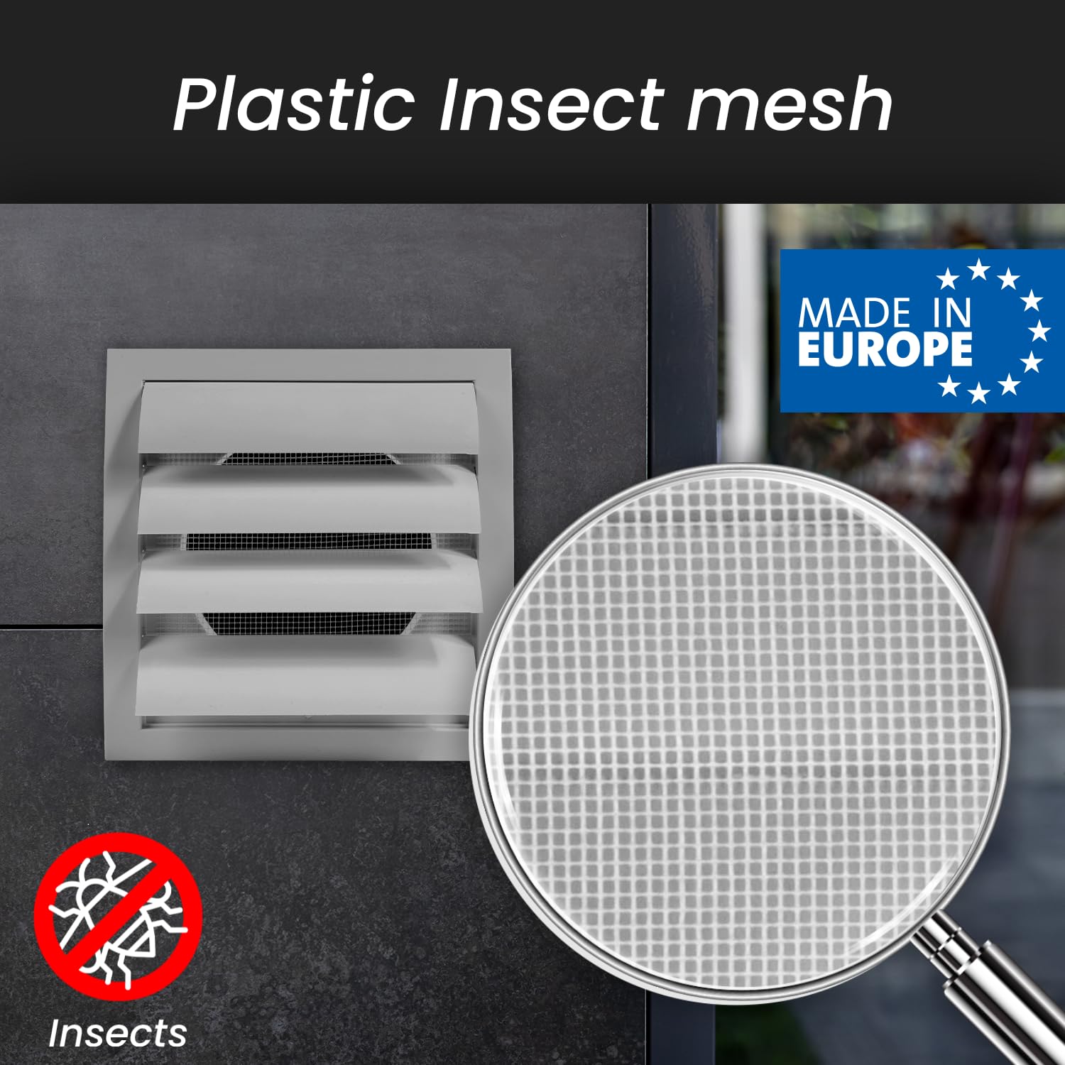Repa Market 4 Inch Anthracite Dryer Vent Hood/Duct Cover for Walls or Ceiling/ABS Plastic Louvered Air Grille with Built-In Mesh Screen/Exhaust and Dryer Vent Covers for Indoor & Outdoor Use