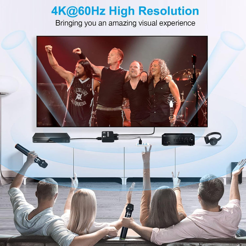 4K@60Hz HDMI 2.0b Audio Extractor Converter Adapter Splitter, HDMI ARC + Optical Toslink SPDIF + 3.5mm Stereo Audio Out, Support HDCP2.2 Digital PCM DTS 5.1, (Optical / HDMI Cables Included)