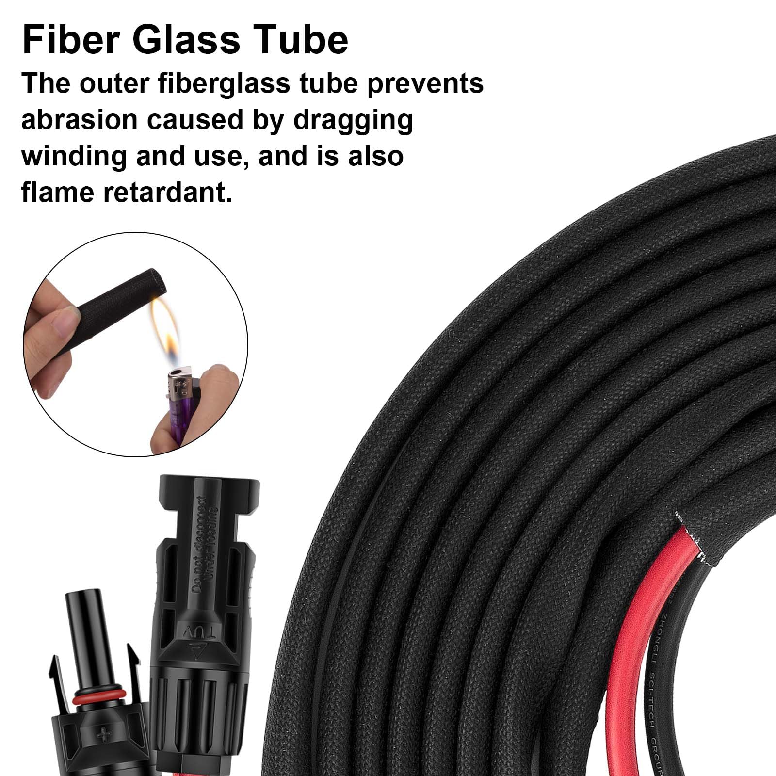 3FT 10AWG Solar Panel Extension Cable with Female and Male Connectors, Solar Cable for Solar Panels, Charge Controllers and Solar Generator (10AWG, 3FT)