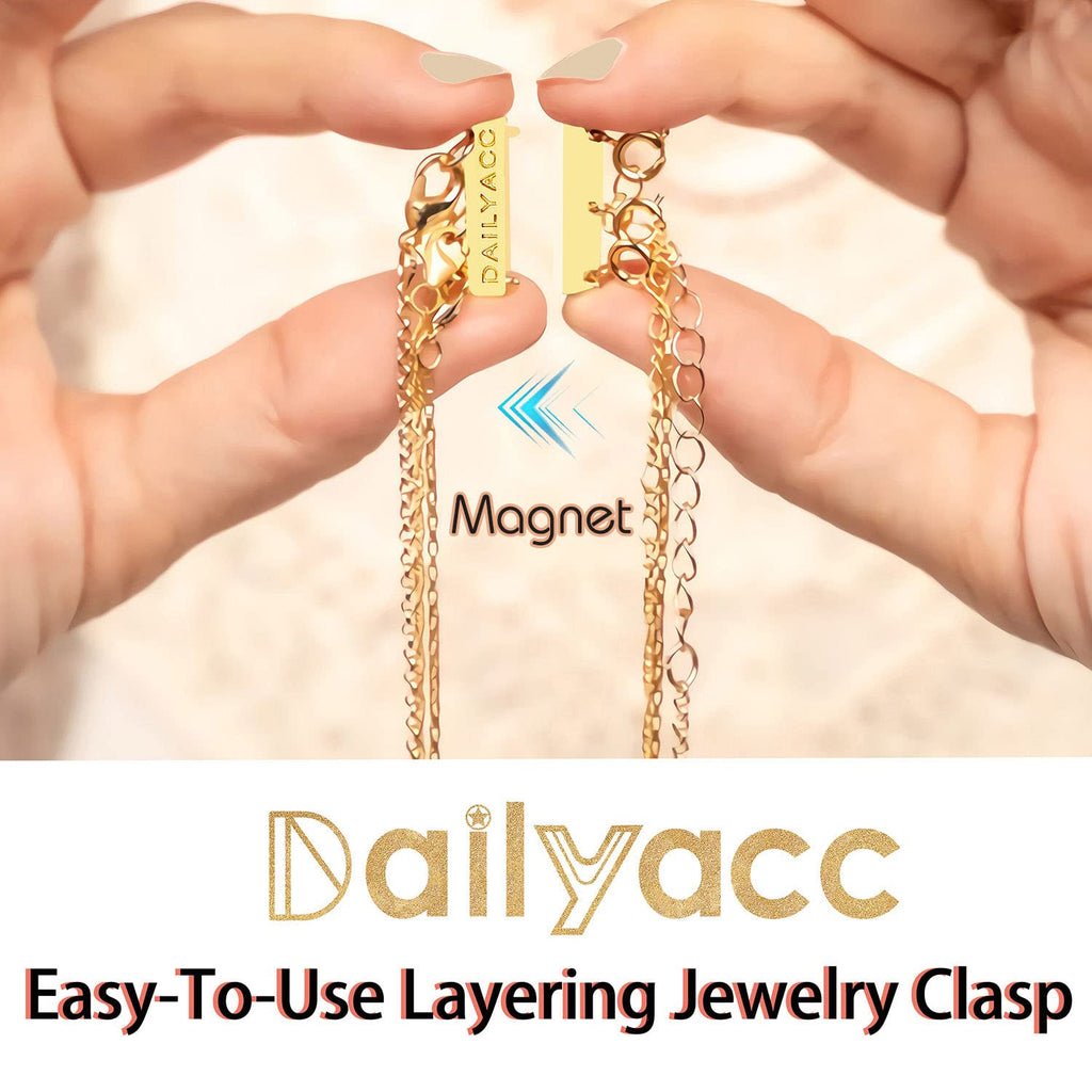 Layering Magnetic Necklace Clasp,18 K Gold and Silver Separator for Stackable Necklaces