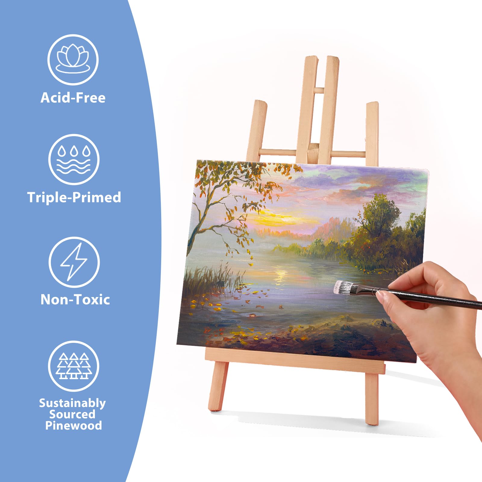 ESRICH Stretched Canvas for Painting 5x7, 48 Pack Small Canvases for Painting 5/8" Profile Primed Acid-Free Blank Painting Canvas for Kids & Artists for Decorations, Painting Parties.