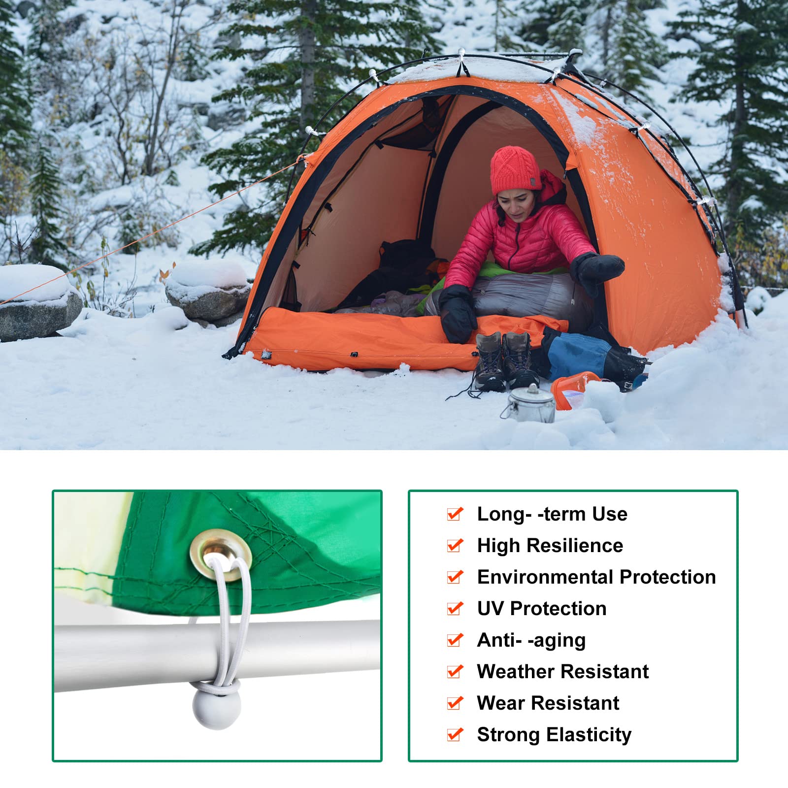 50PCS Mini White Ball Bungee Cords, 4 Inch Heavy Duty Outdoor Bungee Cord with Balls, Tarp Tie Down Bungee Balls for Shelter, Camping, Cargo,Tent Poles UV Resistant（Ball Size 1 inch）