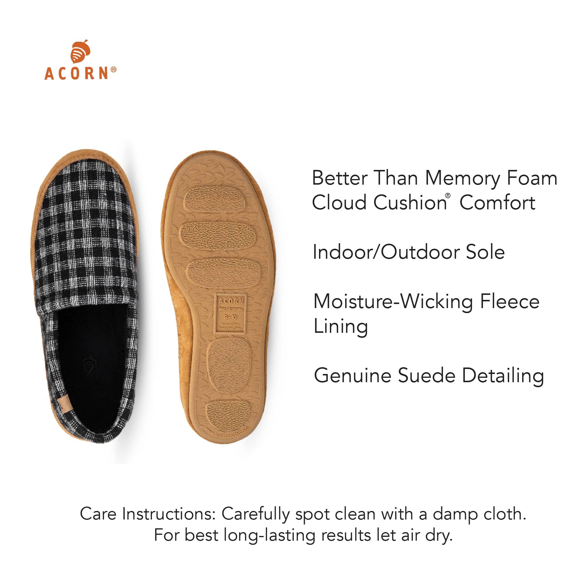 Acorn Men's Memory Foam Slippers