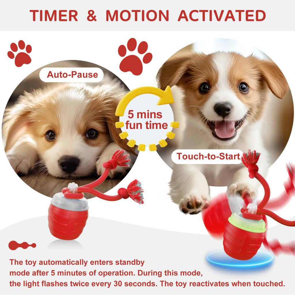 Interactive Dog Toy, [Newly Upgraded] Motion Activated Rolling Squeaky Ball for Medium/Large Dogs, Automatic Moving Dogs Ball for Boredom, USB Rechargeable(Cyan)