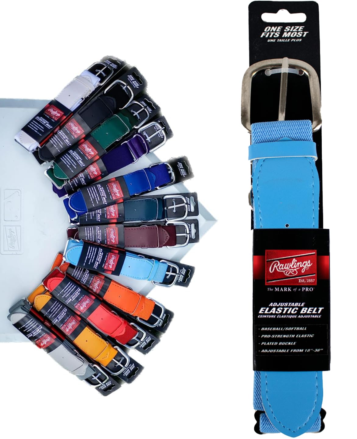 Rawlings | Elastic Game Day Belt | Baseball/Softball | Adult/Youth | Multiple Colors