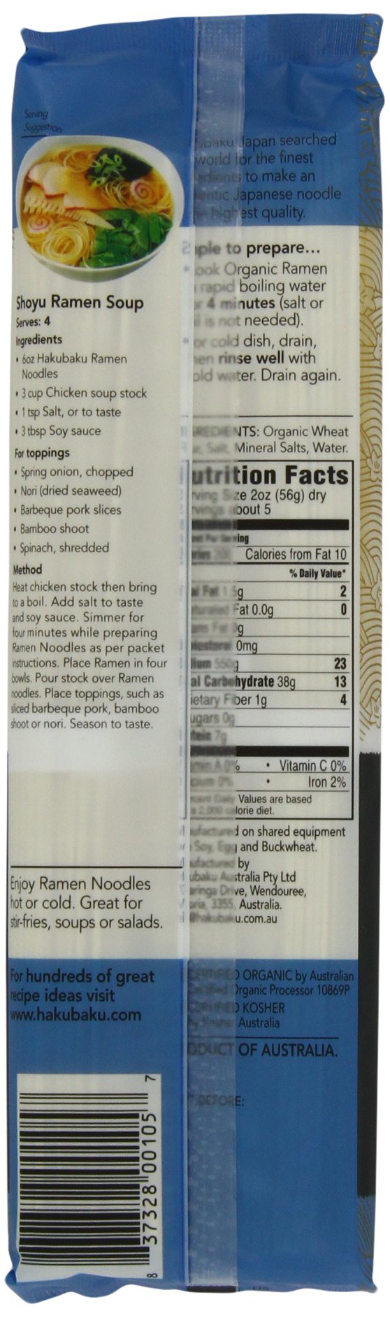 Hakubaku Organic Ramen, 9.52-Ounce (Pack of 8)