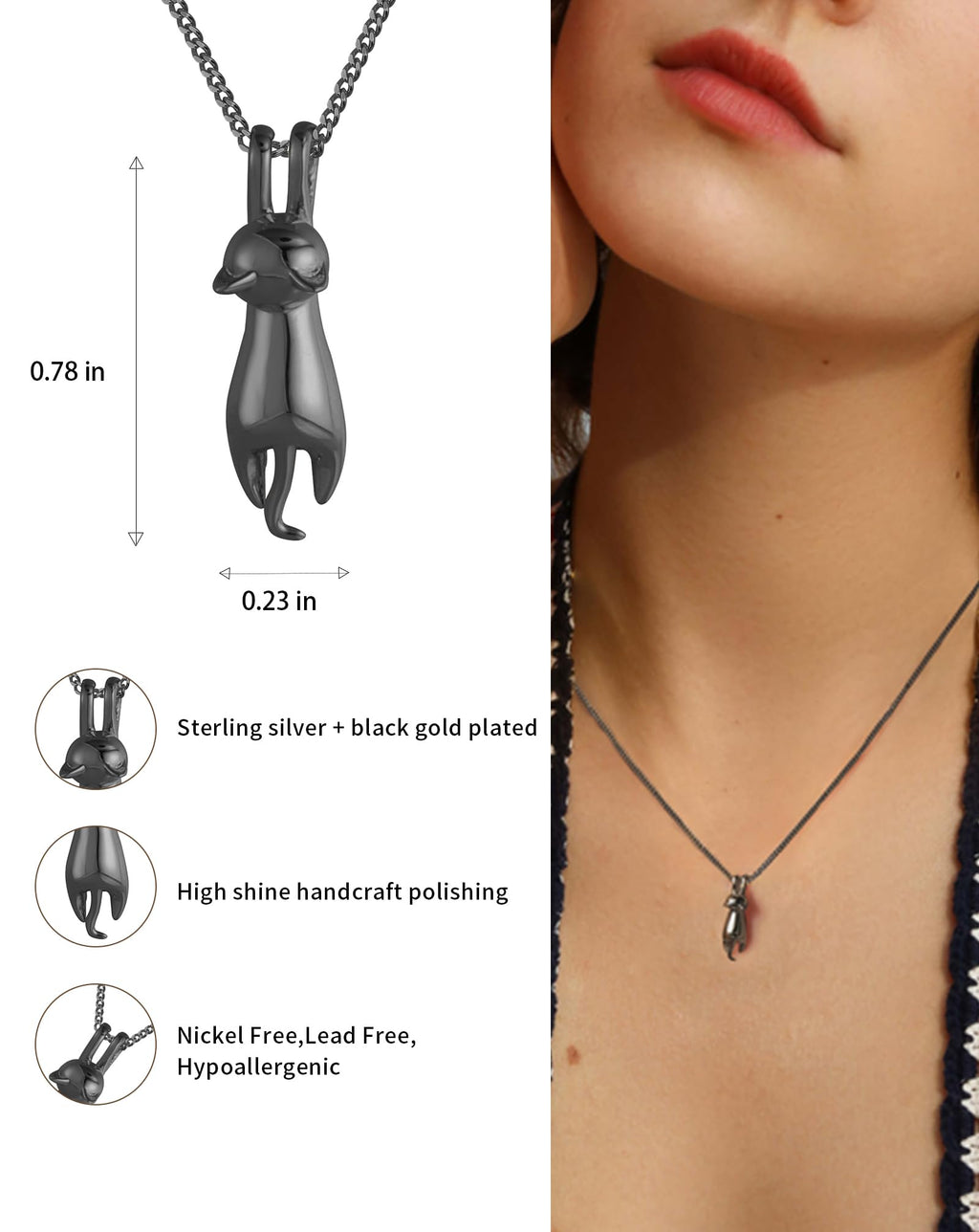 S.Leaf 925 Sterling Silver Cat Necklace Jewelry for Women Trendy Dainty Charm Pendant Necklaces Best Friend Birthday Gifts for Her Sister Mom Wife Womens