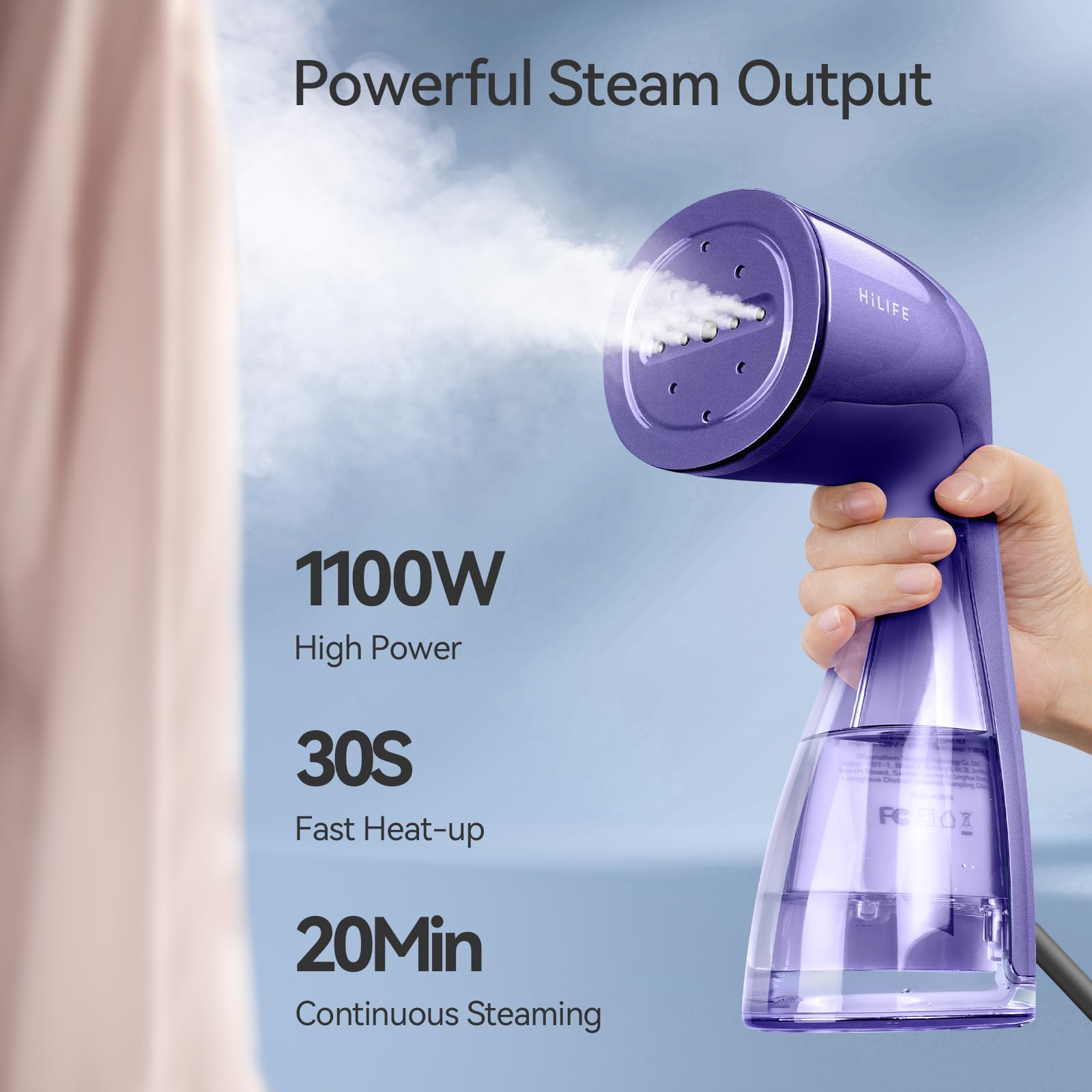 HiLIFE Steamer for Clothes, Portable Handheld Design, 240ml Big Capacity, 700W, Strong Penetrating Steam, Removes Wrinkle, for Home, Office and Travel(ONLY FOR 120V) (Olive Green)