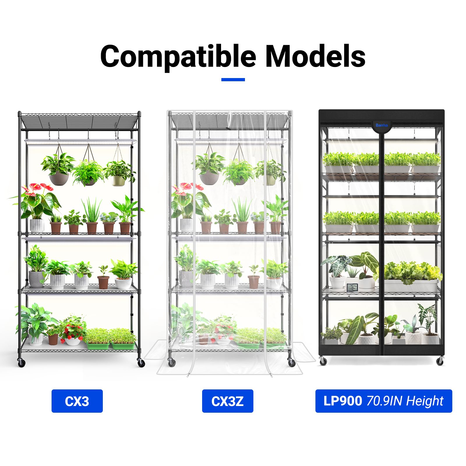 Barrina Indoor Greenhouse with Grow Light, with 40W Seed Starting LED Indoor Plant Light, Portable Mini Greenhouse with Timer for Seed Starter Tray, Seedling, Sprouting, Microgreens, 23x23x23IN