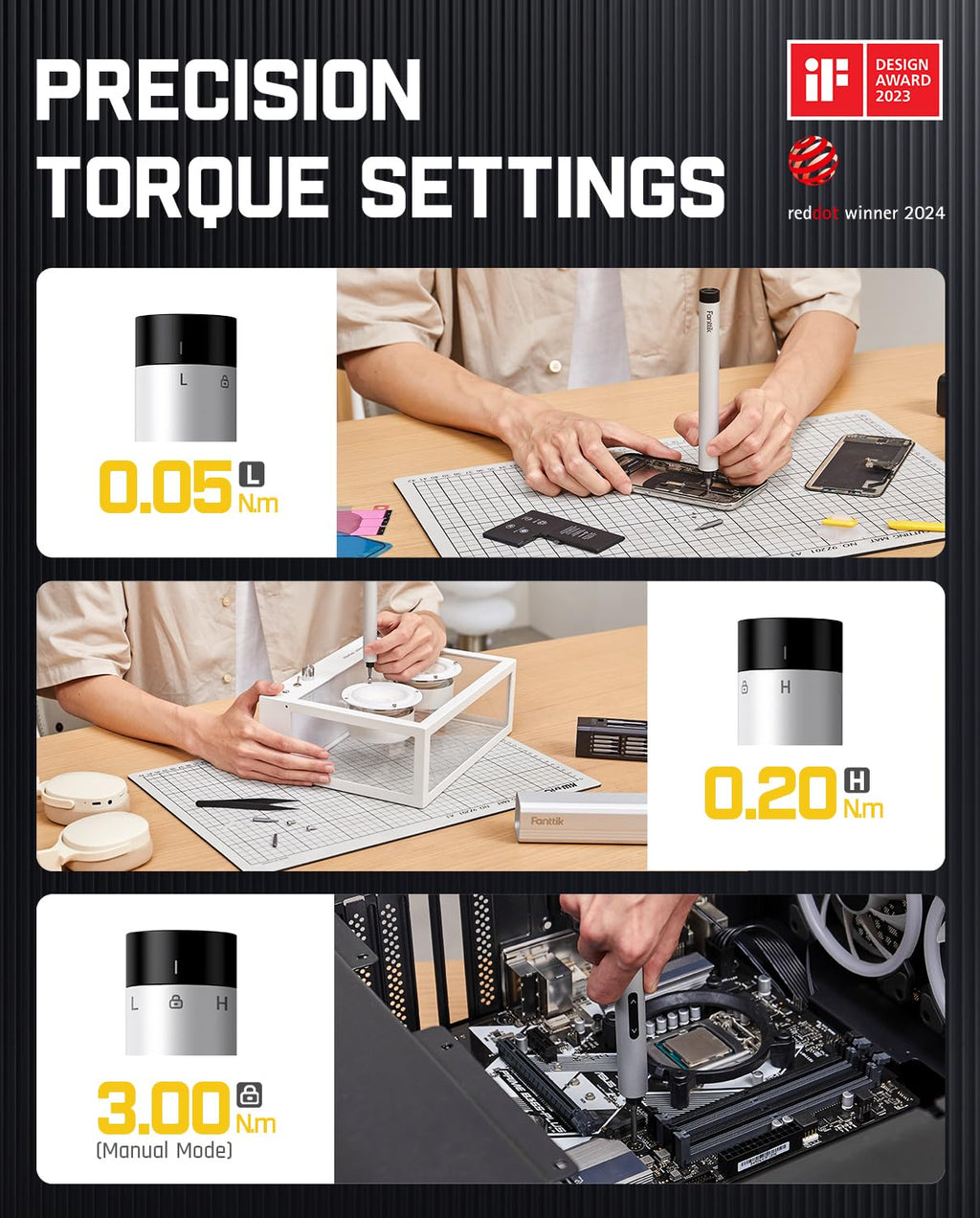 Fanttik E1 Max Electric Screwdriver, Mini Precision Screwdriver Set, 50 Magnetic Bits, Magnetic Storage, 5/32‘’Hex, Repair Tool Kit for Electronics Phone Camera Laptop Watch (White)