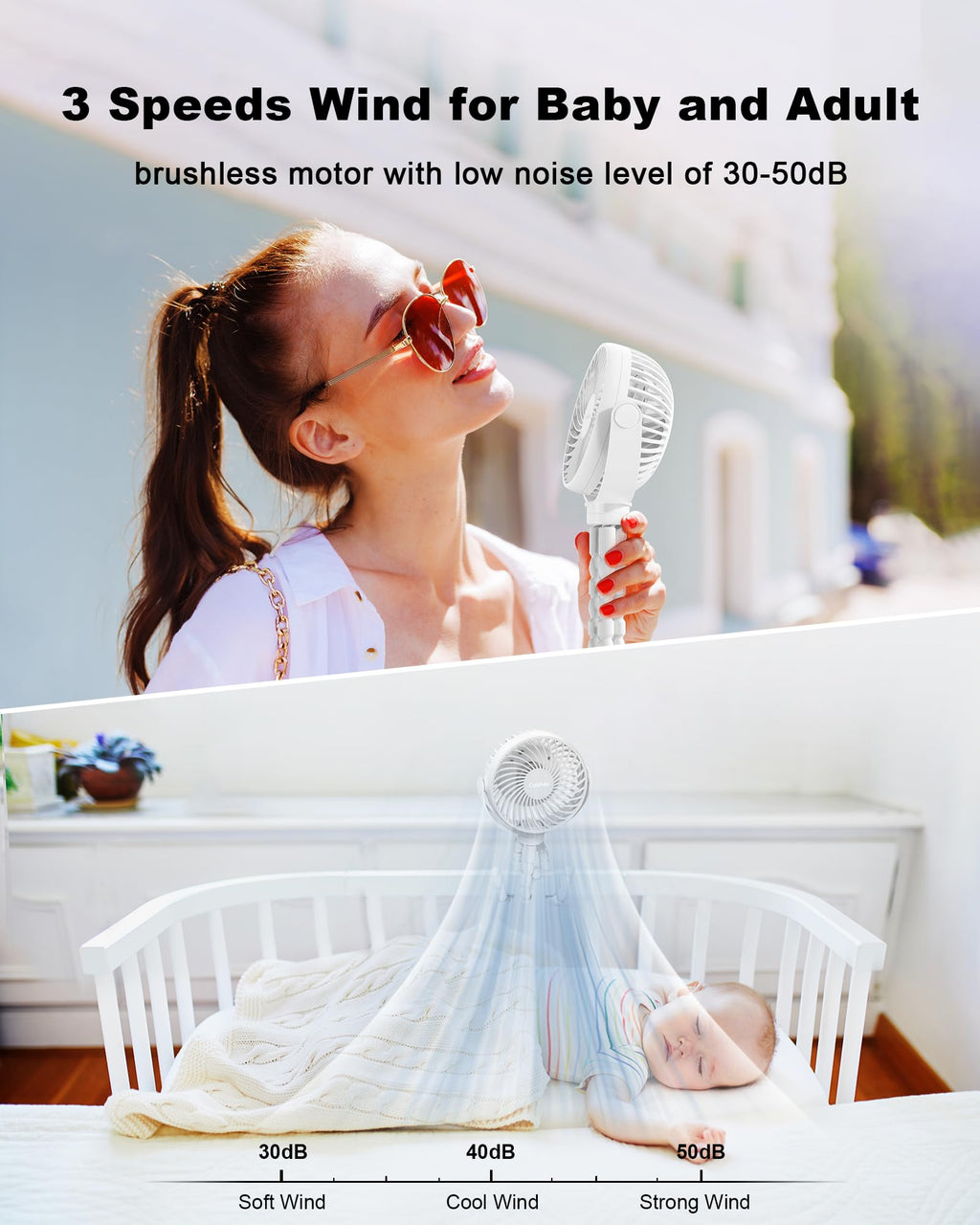 Coohea Stroller Fan Clip on for Baby, 4000mAh Rechargeable Battery Operated, Flexible Tripod, 3 Wind Speed, 360° Rotatable, Small Cooling Portable Fan for Car Seat Crib Golf Cart Bike Treadmill, Black