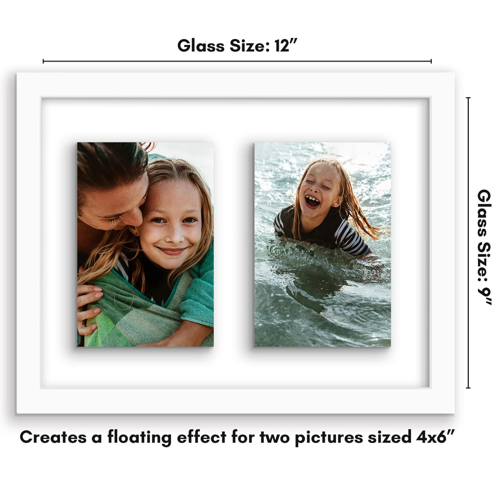 Americanflat 4x6 Double Picture Frame with Shatter-Resistant Glass - Fits Two 4x6 Photos or use as One 6x14 Frame - Signature Collection - Collage Frames for Tabletop and Wall Display - Black