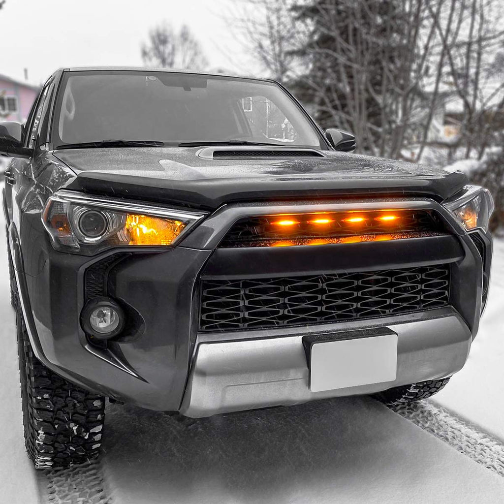 Seven Sparta 4 PCS Grill Led Lights Compatible with Toyota 4Runner 2014-2024 TRD Pro Grille and 2014-2019 SR5, Premium, Limited, TRD Off-Road, Fuse and Instruction Included (Amber)