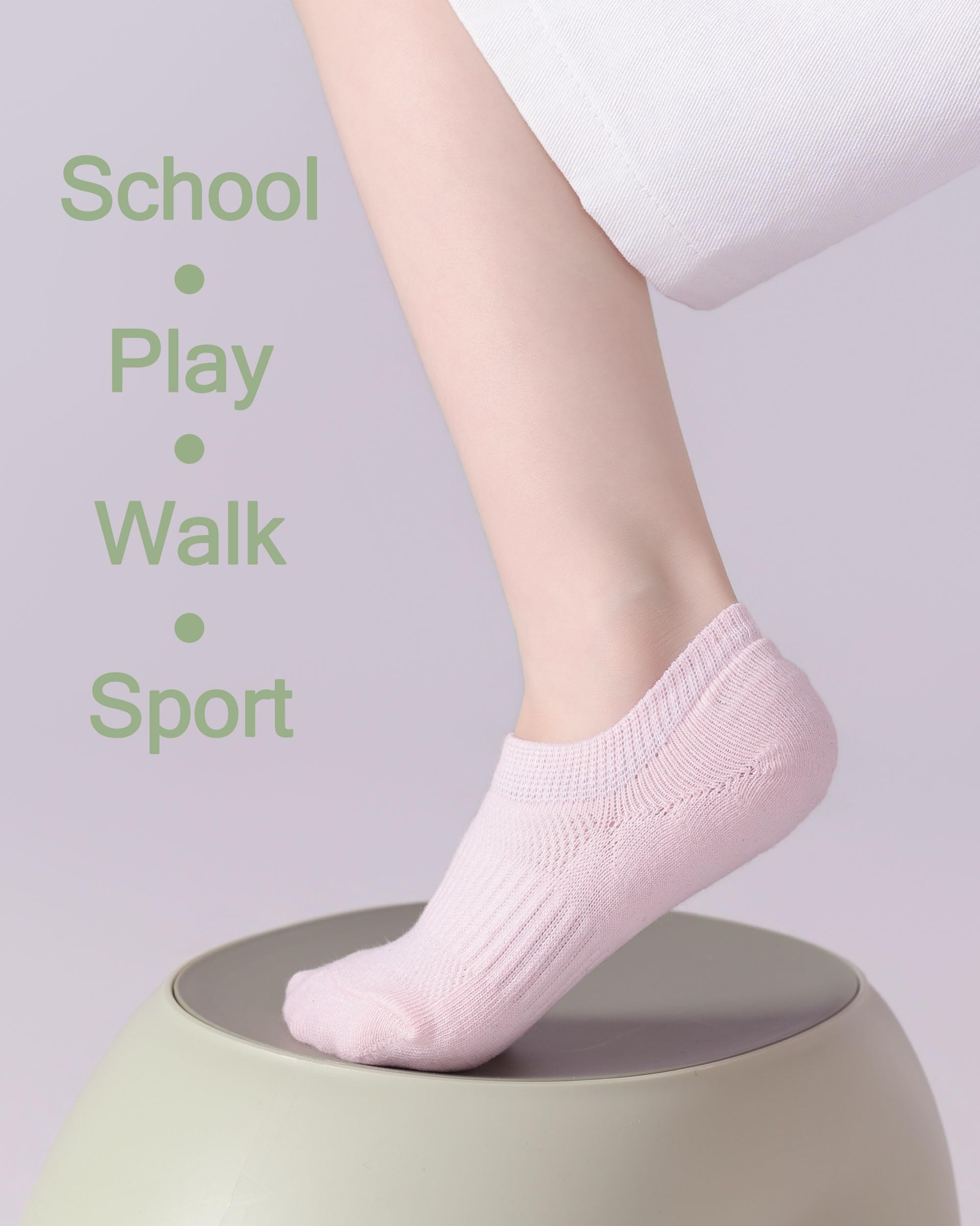 No Show Cotton Socks for Girls and Boys - Low Cut, Breathable, Non-Slip Short Socks for Kids - 5/10 Pairs