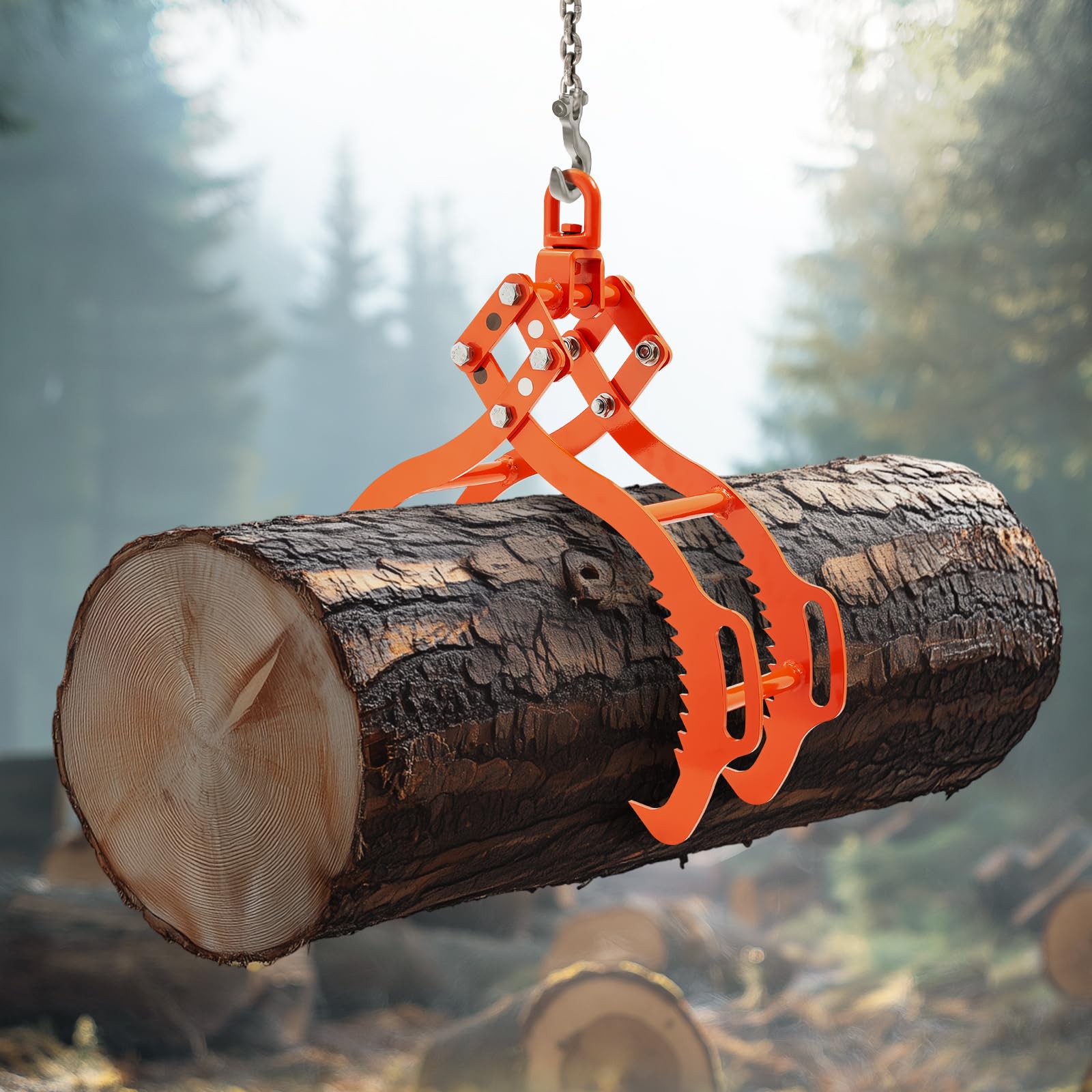 VEVOR Log Lifting Tongs 28in, 2 Serrated Claw Hook Log Tongs, Heavy Duty Steel Swivel Dragging Tongs, 1100LBS Log Grapple with Handles, Lumber Log Skidding Tongs for Tractors, Trucks, Forklifts, ATVs