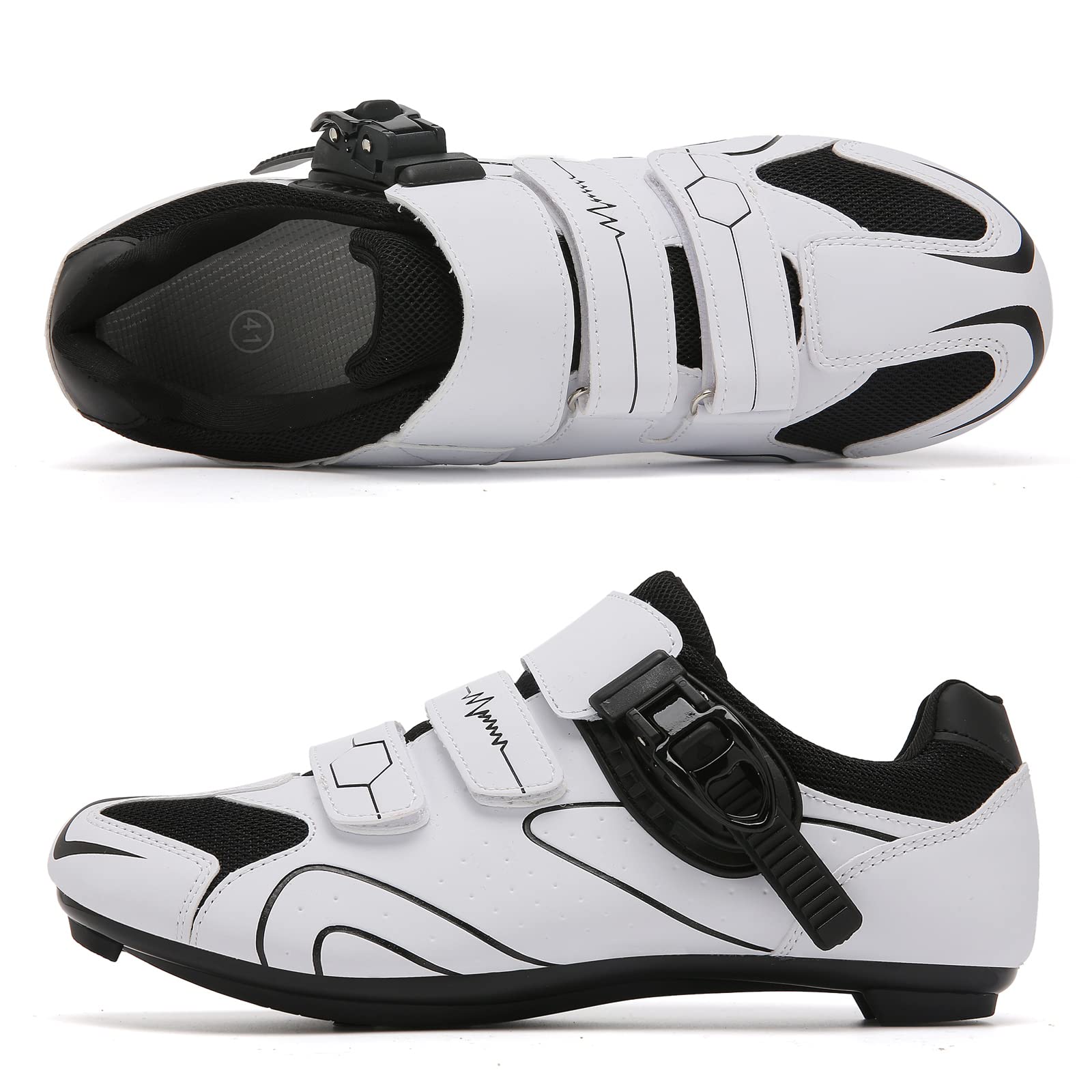 Mens Womens Cycling Shoes Compatible with Peloton Indoor Bicycle Pedals Clip in Road Bike Shoes Pre-Installed with Look Delta Cleats