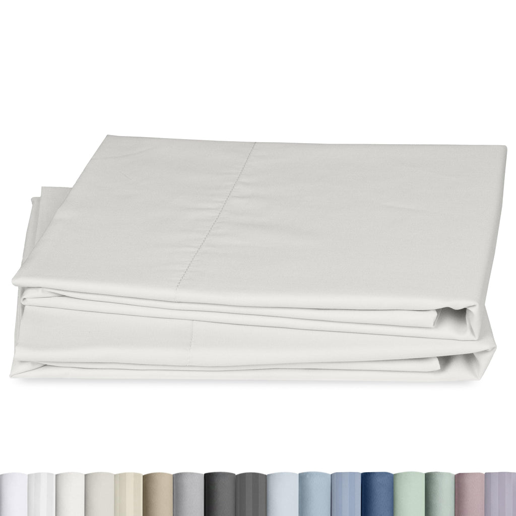 CALIFORNIA DESIGN DEN Soft & Silky 500 Thread Count 100% Cotton is Cool & Smooth, White Pillowcases Queen Size Fits Standard & Queen Pillows (Pure White)