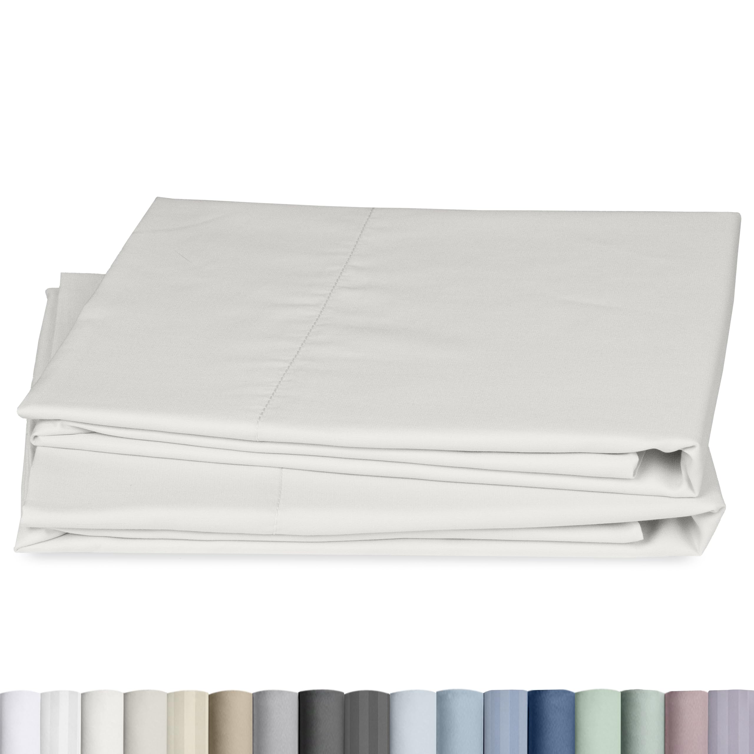 CALIFORNIA DESIGN DEN Soft & Silky 500 Thread Count 100% Cotton is Cool & Smooth, White Pillowcases Queen Size Fits Standard & Queen Pillows (Pure White)