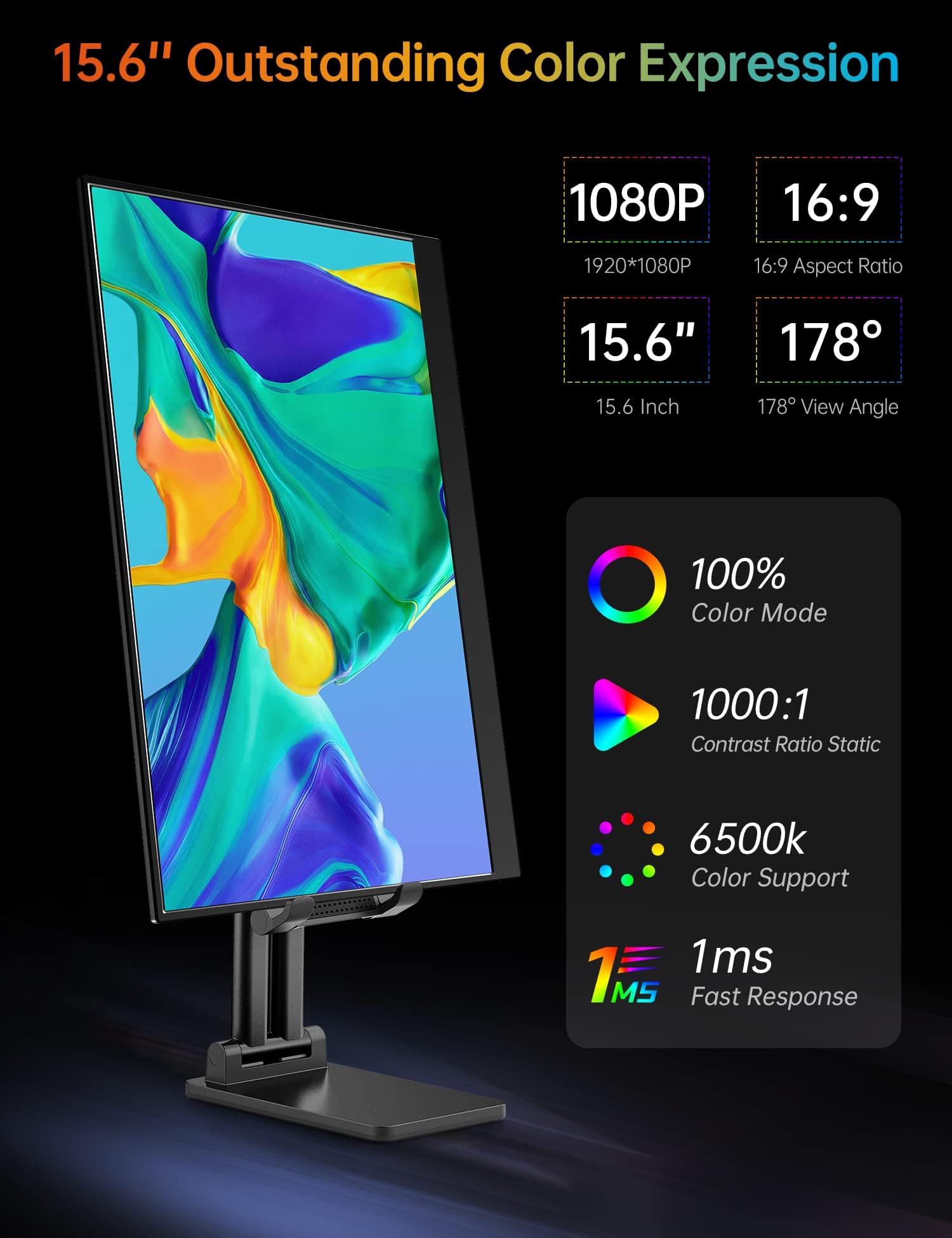 VILVA Portable-Monitor-for-Laptop 14 inch FHD 1920×1200 Built-in Stand,USB-C & HDMI Travel Monitor, HDR Dual Speakers,Ultra-Slim Plug-and-Play External Screen for PC,Mac,Phone,Gaming Consoles