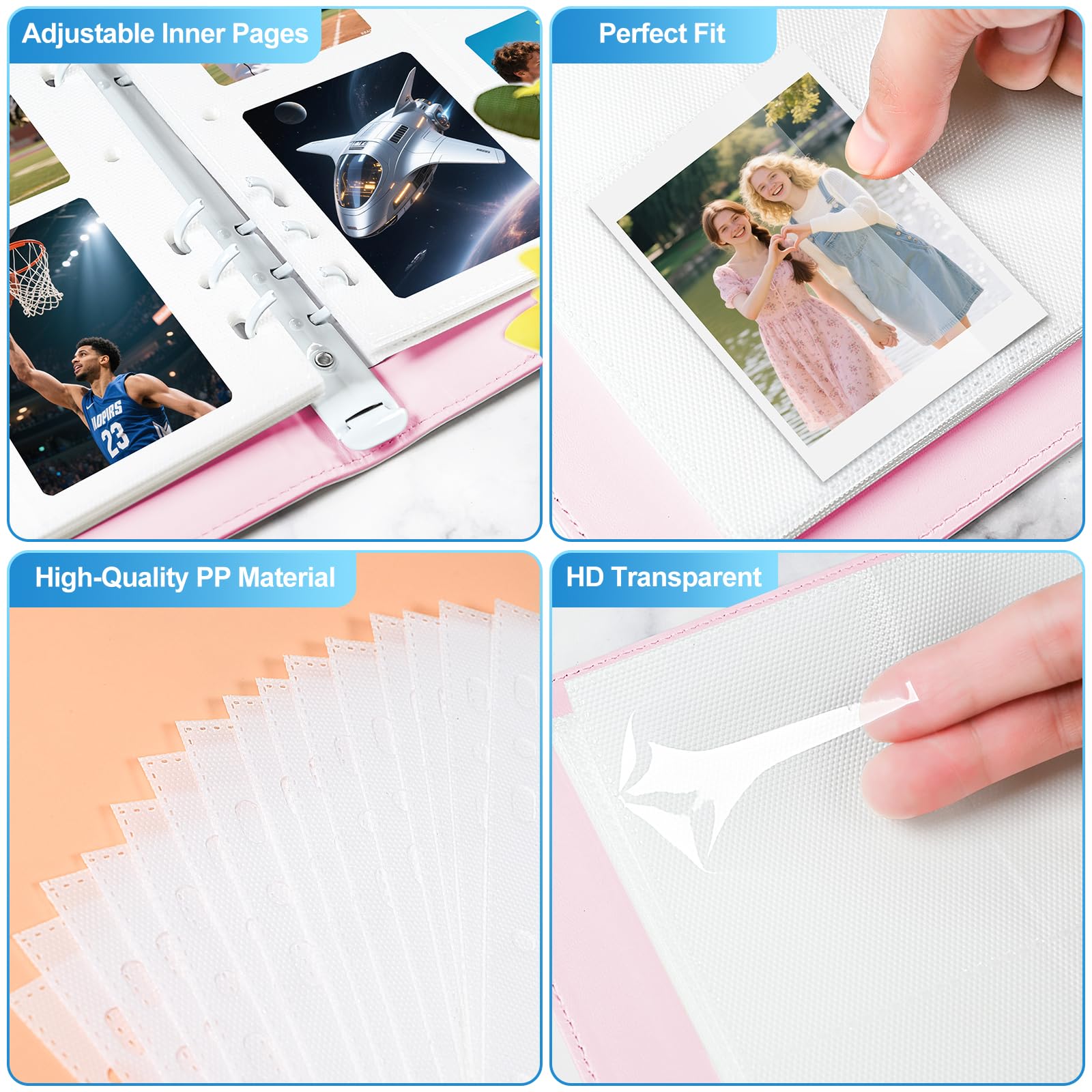A5 Kpop Photocard Binder with 30 Pack 4-Pocket Card Pages, 6 Ring A5 Binder Card Collector Album with 240 Card Slots,PU Leather Binder Cover with Magnetic Buckle Closure for Organizing Trading Card