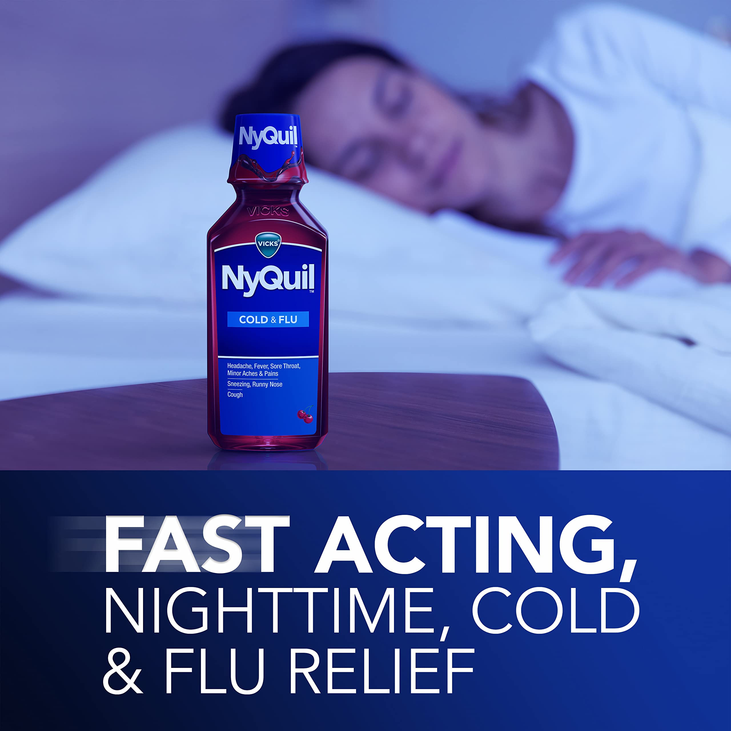 Vicks DayQuil & NyQuil SEVERE Cold & Flu Medicine, Relief for Headache, Fever, Sore Throat, Minor Aches & Pains, Nasal Congestion, Sinus Pressure, Stuffy Nose, and Cough, Co-Pack, 2 x 12 OZ