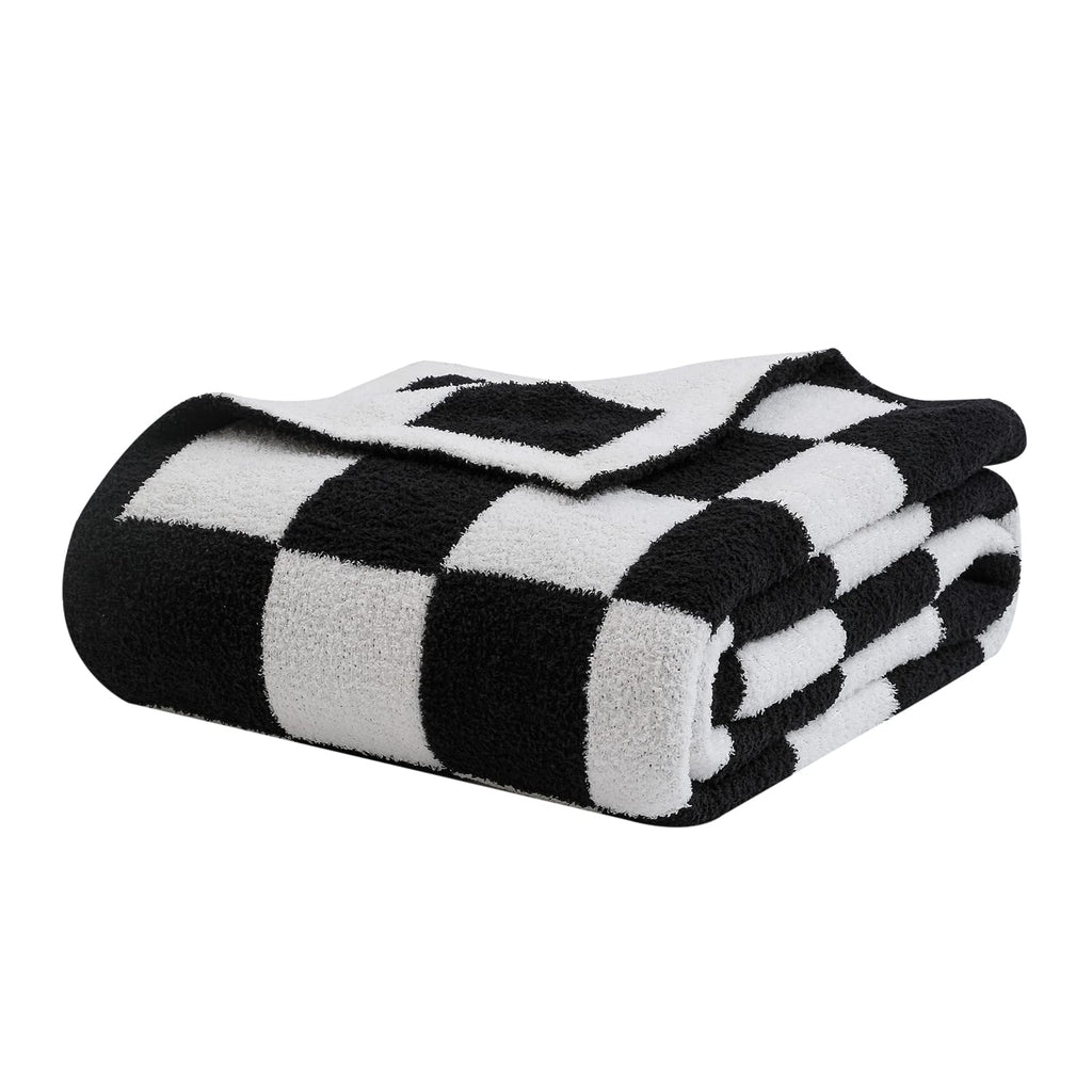bearberry Fuzzy Checkerboard Grid Throw Blanket Soft Cozy Warm Microfiber All Season Blanket Decor for Couch Sofa Bed Travel Home (Avocado Green, 50''x60'')