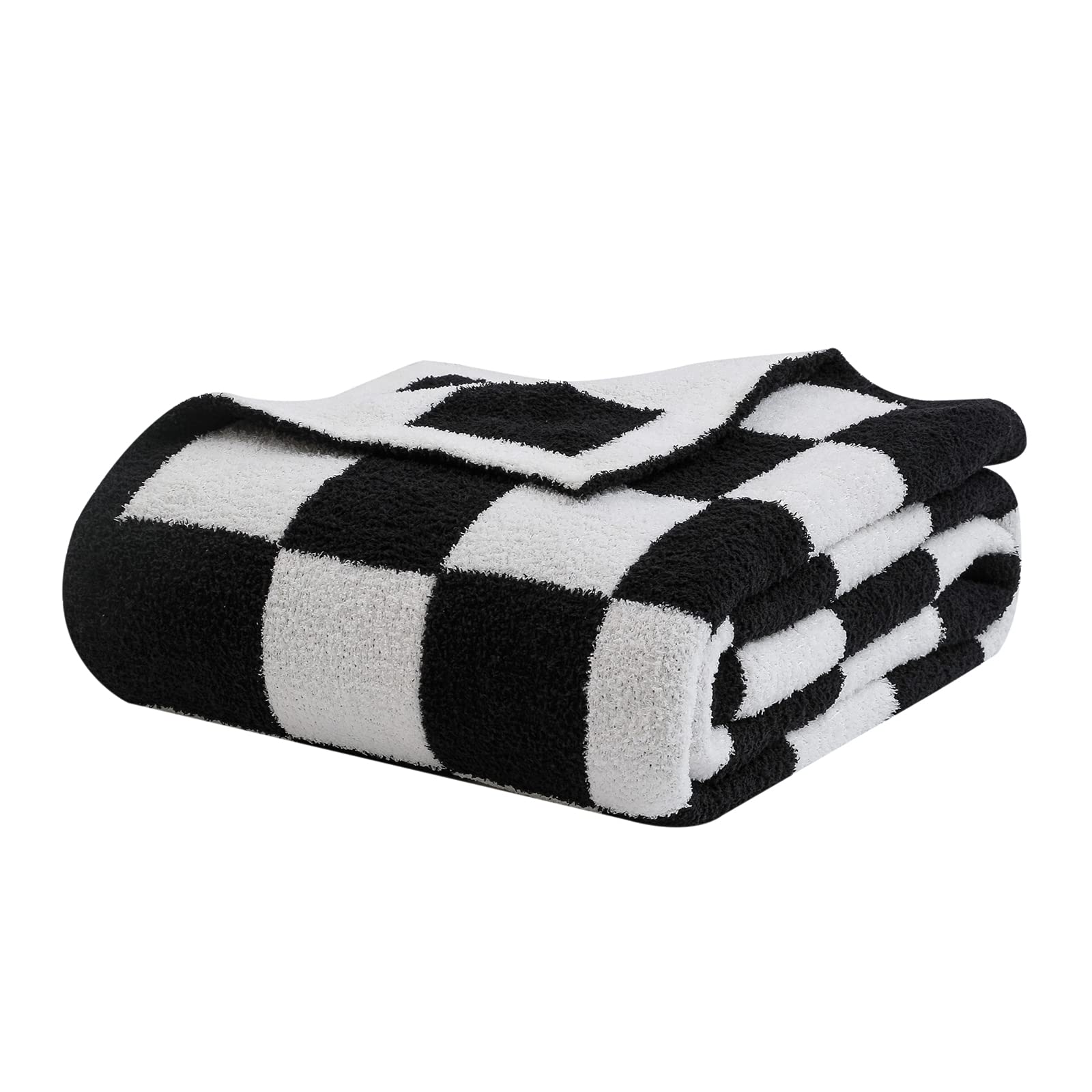 bearberry Fuzzy Checkerboard Grid Throw Blanket Soft Cozy Warm Microfiber All Season Blanket Decor for Couch Sofa Bed Travel Home (Avocado Green, 50''x60'')
