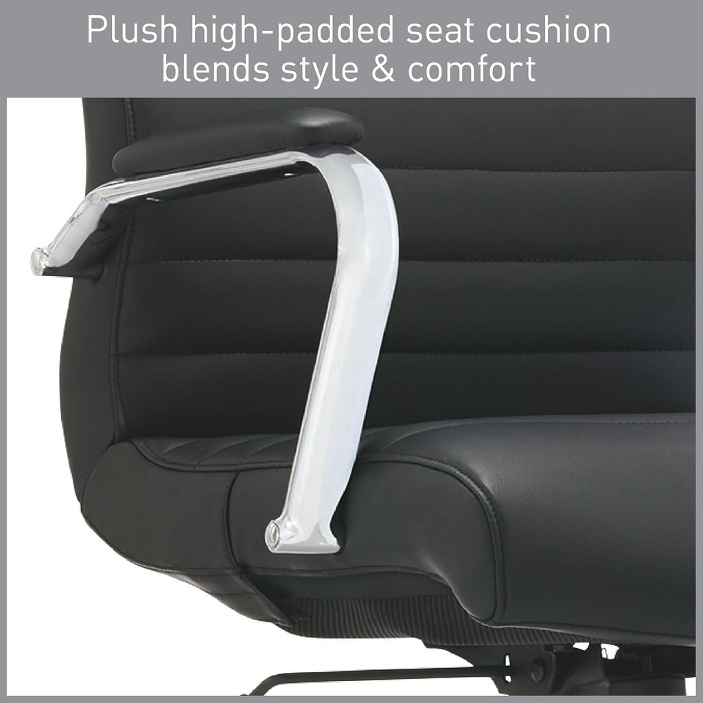Realspace® Modern Comfort Series Winsley Bonded Leather Mid-Back Chair, Black