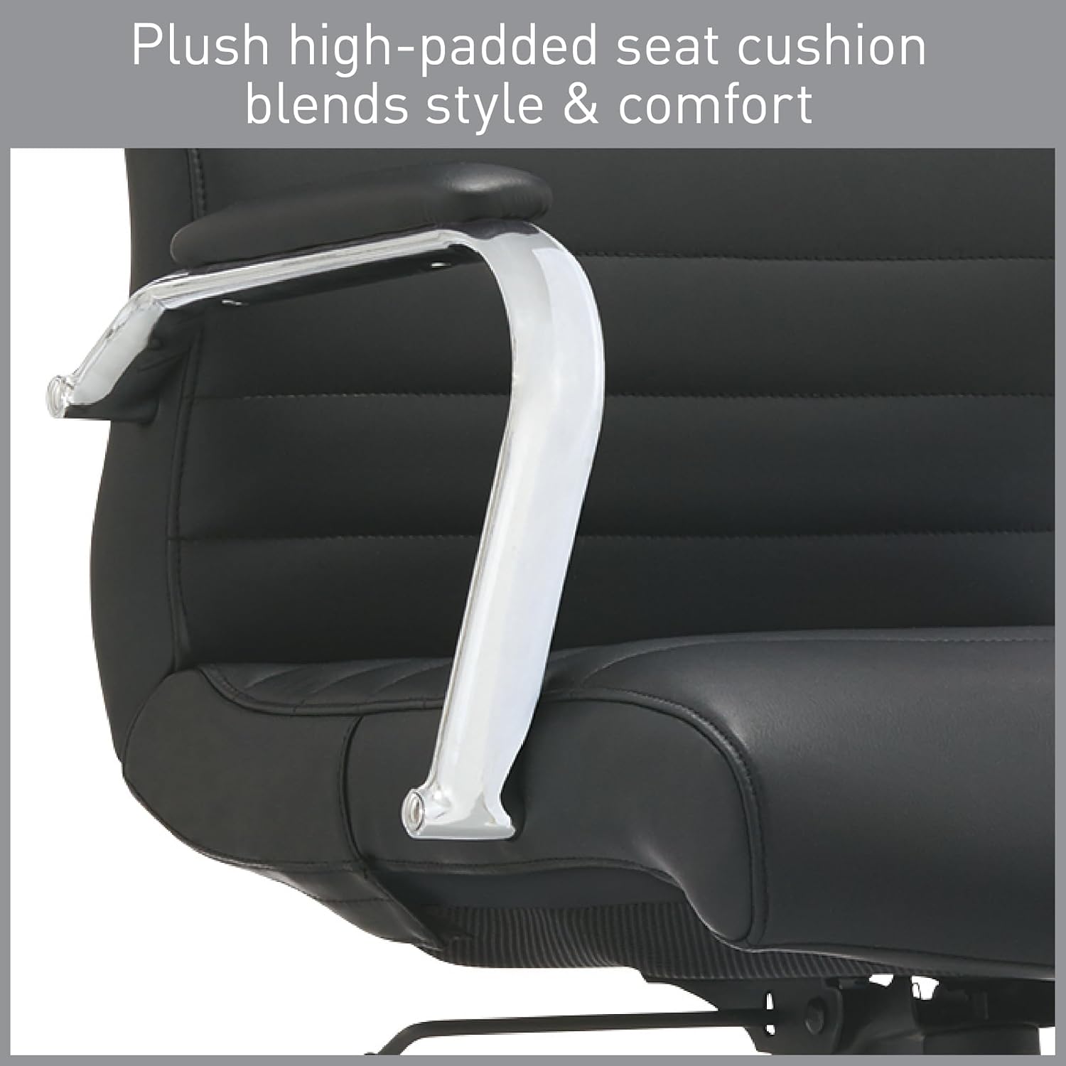 Realspace® Modern Comfort Series Winsley Bonded Leather Mid-Back Chair, Black