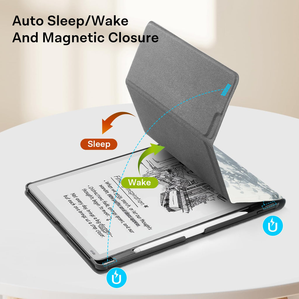 CoBak Stand Case for Kindle Scribe - Premium Folio Leather Cover with Pen Holder, Auto Sleep/Wake - Compatible with 10.2 Inch Kindle Scribe (2022/2024 Release)
