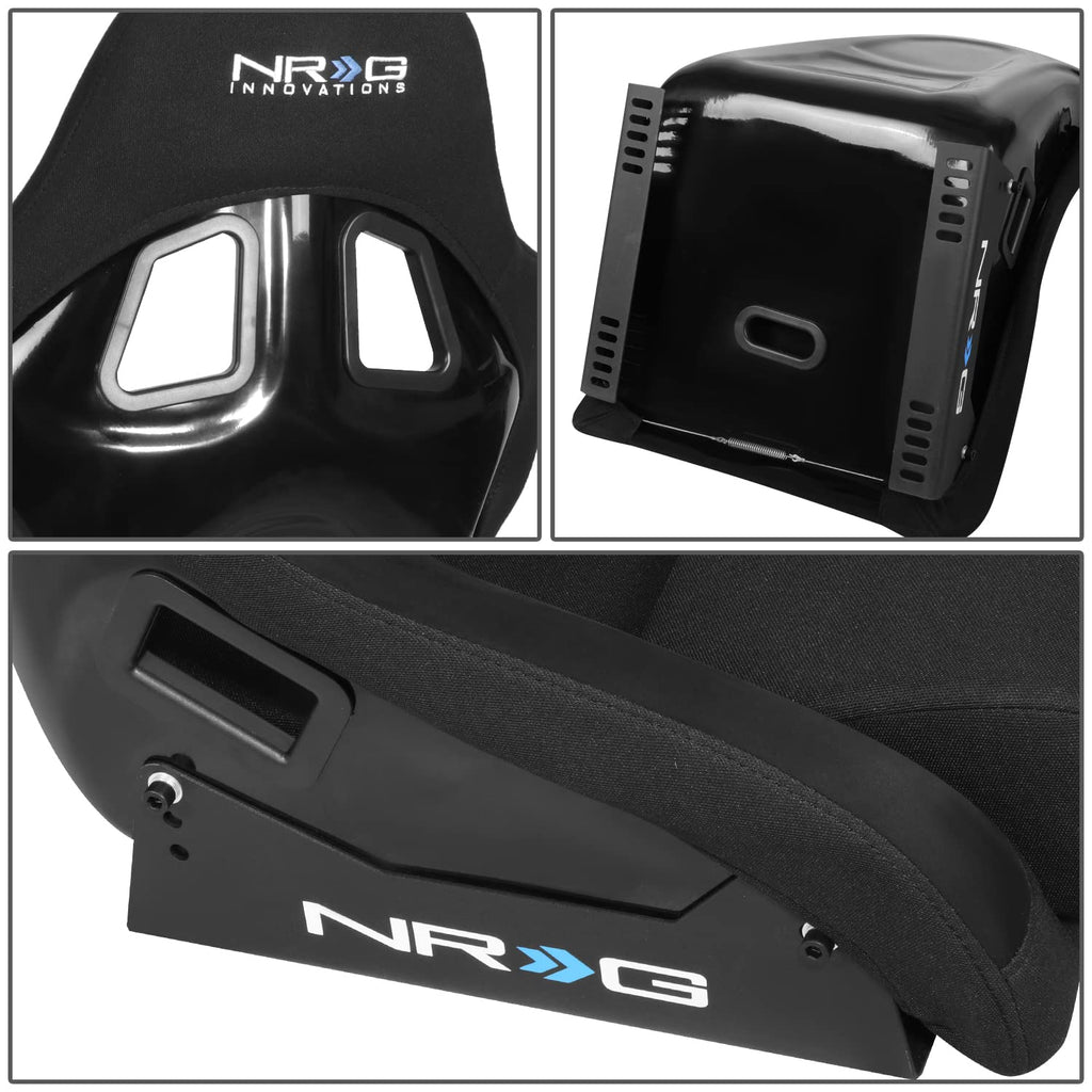 NRG Innovations NRG-FRP-330 Fiber Glass Fixed Back Bucket Racing Seat (Small), 4 pt Harness Compatibility, Black Seat Cover, 19"W X 18" D X 34" H