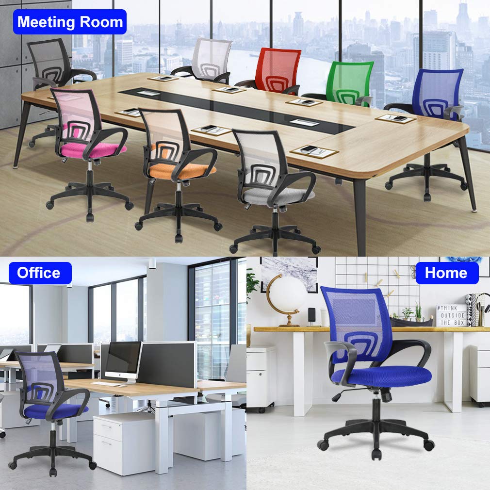BestOffice Home Office Chair Ergonomic Desk Chair Mesh Computer Chair with Lumbar Support Armrest Executive Rolling Swivel Adjustable Mid Back Task Chair for Women Adults, Black (Black)