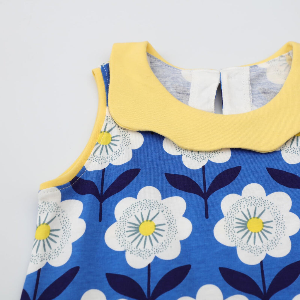 HILEELANG Little Girls Cotton Dress Sleeveless Casual Summer Sundress Flower Printed Jumper Skirt