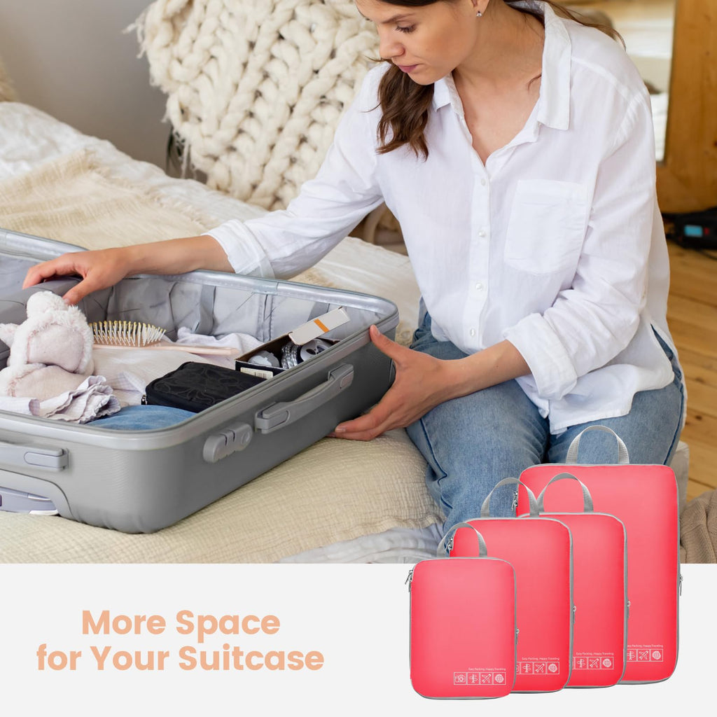 Cambond Compression Packing Cubes for Travel - Lightweight Expandable Travel Bags Luggage Organizers Travel Essentials Compression Cubes for Travel Space Saver for Carry on Suitcases Organizer
