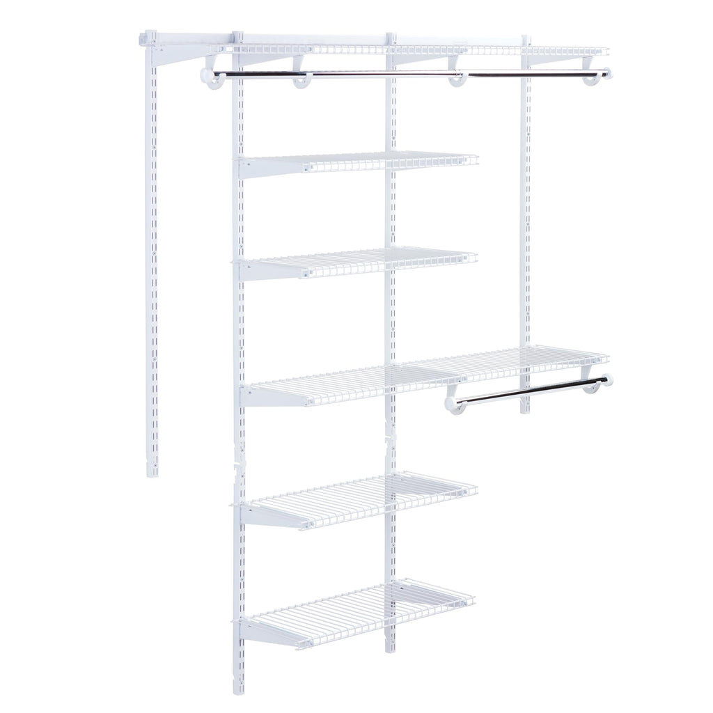 Rubbermaid Configurations Deluxe Custom Closet Kit, 3-6 Ft. Adjustable Metal Wire Shelving, Titanium Finish, Expandable Organization System, Hardware Included, for Home Closet/Pantry/Laundry/Mudroom