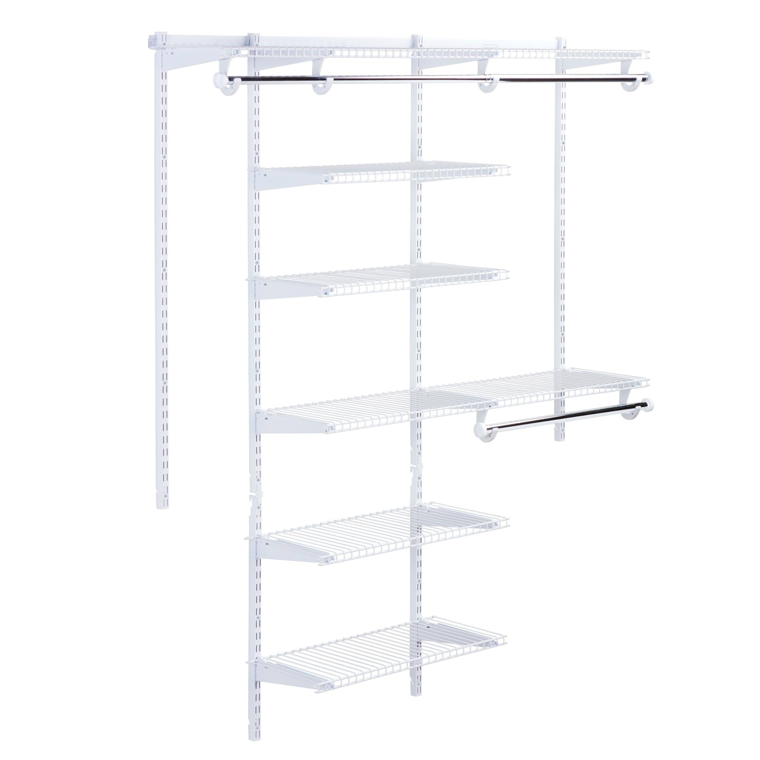 Rubbermaid Configurations Deluxe Custom Closet Kit, 3-6 Ft. Adjustable Metal Wire Shelving, Titanium Finish, Expandable Organization System, Hardware Included, for Home Closet/Pantry/Laundry/Mudroom