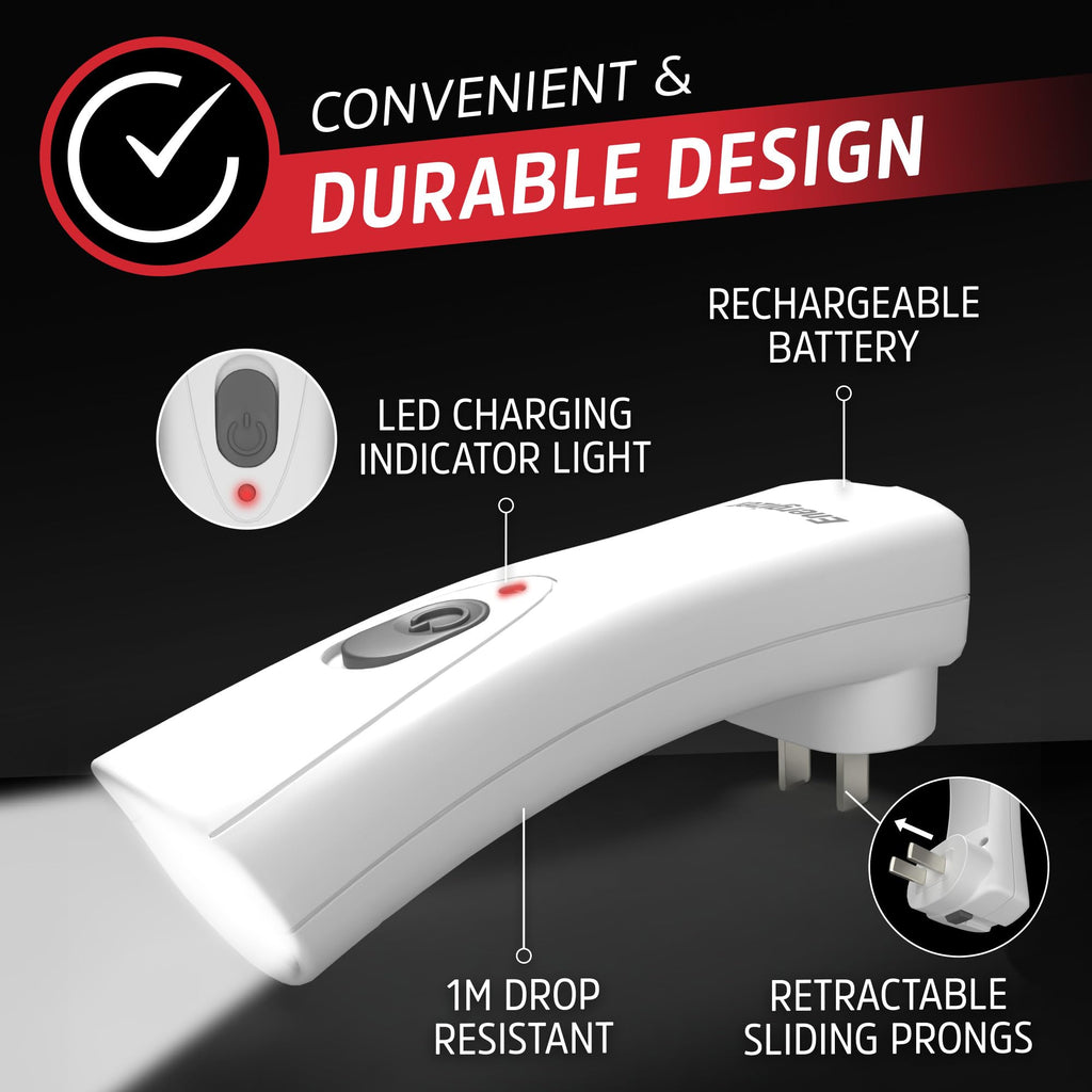 Energizer Auto-On LED Flashlights Rechargeable for Home Power Failure, Plug in LED Flashlight for Power Outage, Night Light, Hurricane Preparedness