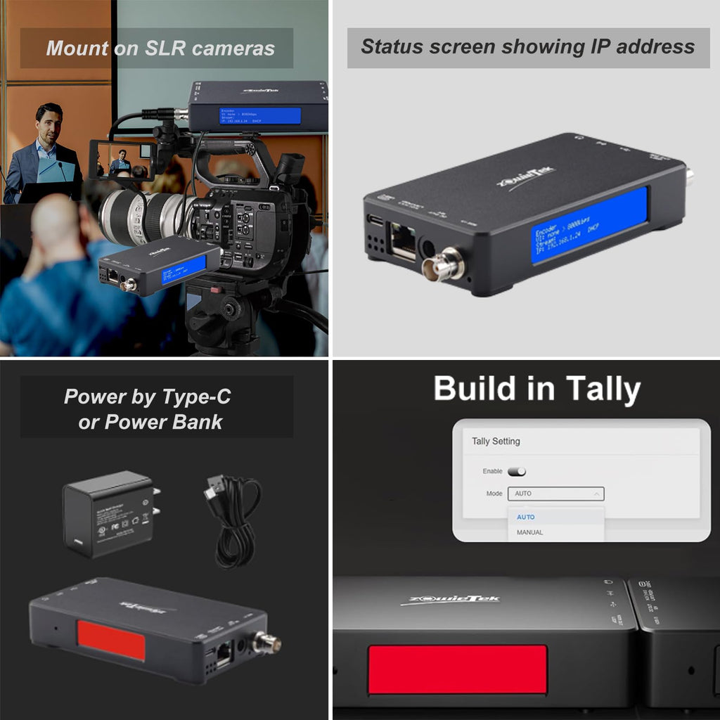 4K HDMI Video Encoder/Decoder, ZowieBox, Native NDI HX3 (Certified) Converter/Player, UVC to HDMI, Pass-Through Video Capture, SRT/RTMP(S)/RTSP, Live Streaming to YouTube