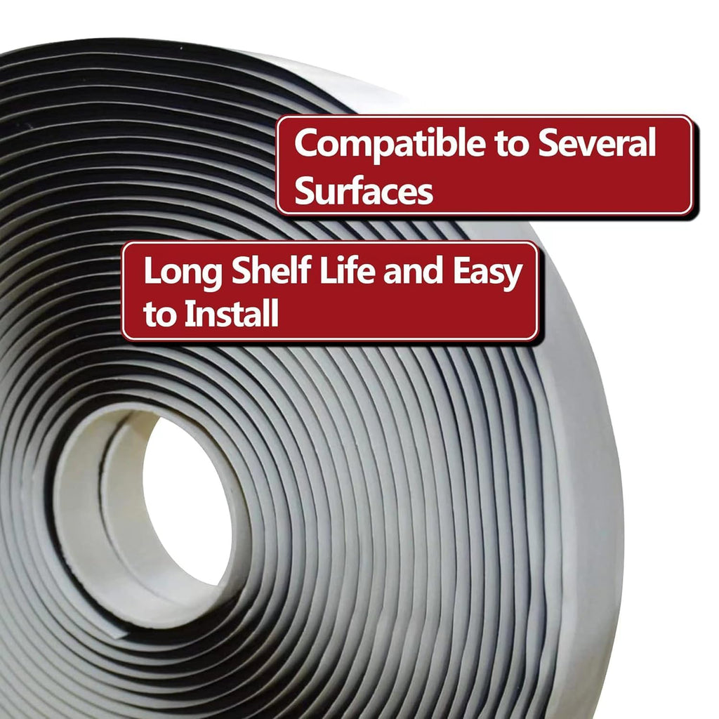LLPT Butyl Tape Black 1 Inch x 33Ft Tight Seal for Leak Proof EPDM RV Repair Window Glass Boat Sealing Roof Pipe Patching(BST233)