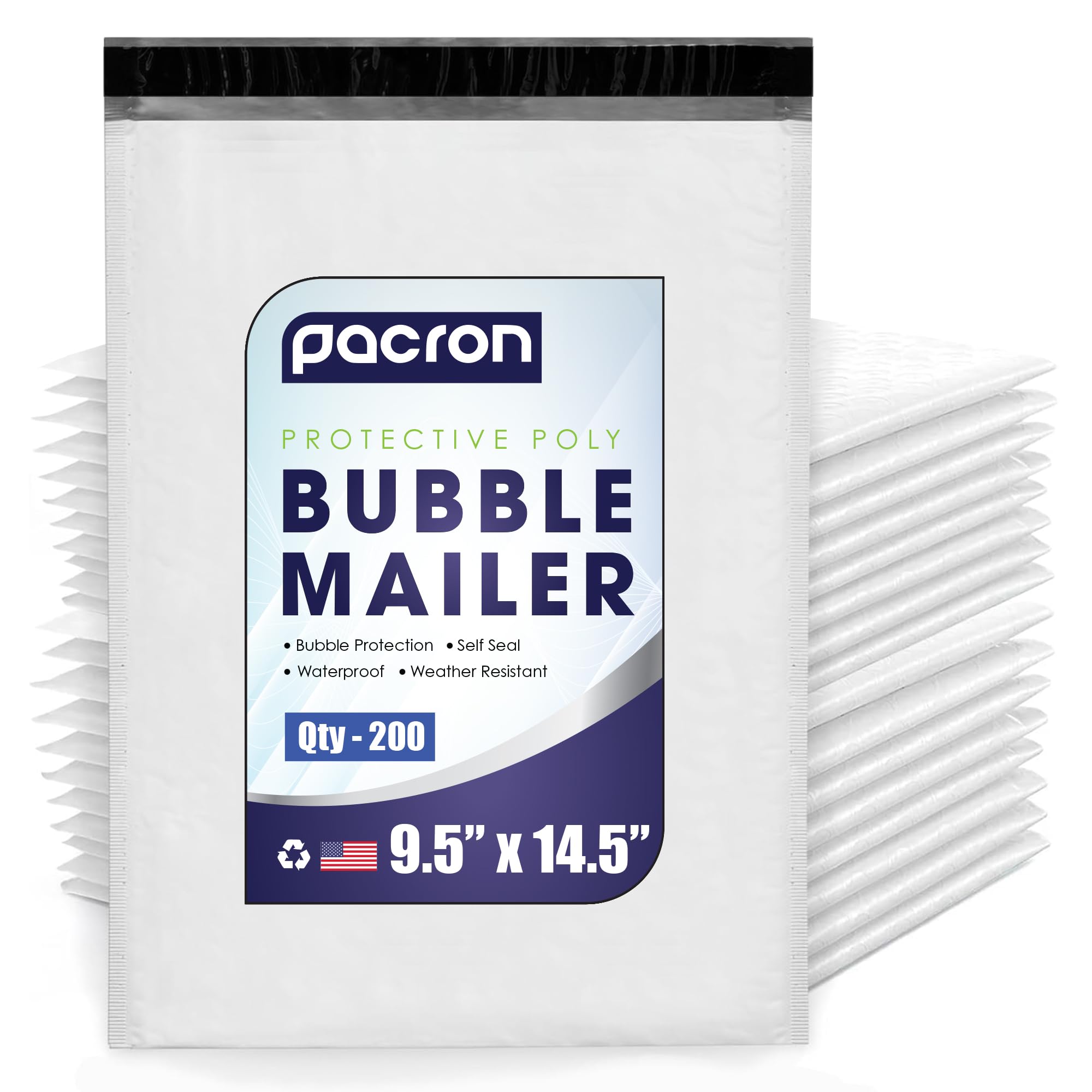200-Pack Waterproof Poly Bubble Mailers 5 x 10 - Thick, Durable, Instant Seal Envelopes with Strong Adhesive - Protective Shipping Mailers for Jewelry, Cosmetics, SD Cards, USB Cables