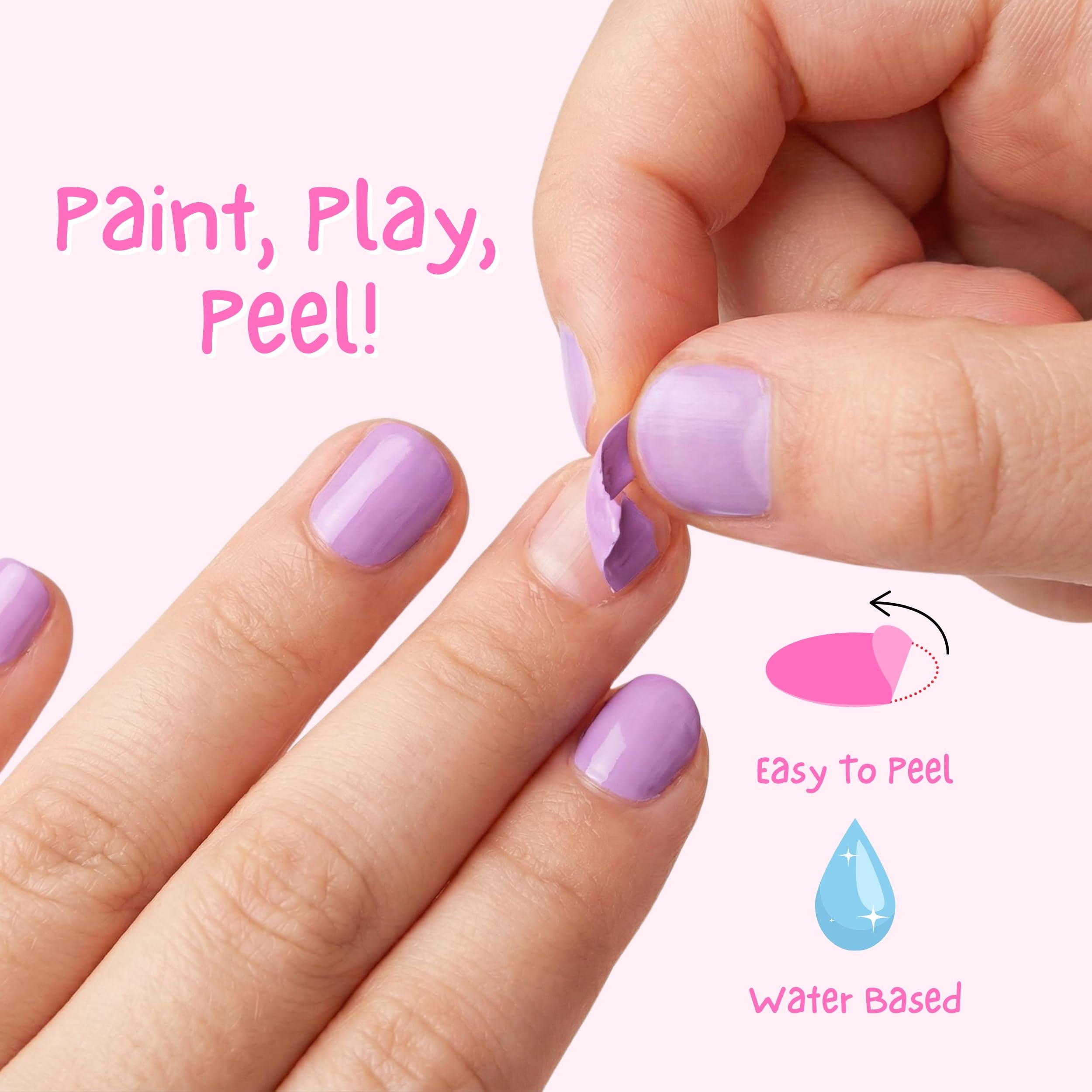 MISS NELLA ABRACADABRA – Safe Special sparkly pink Nail Polish for Kids, Non-Toxic & Odor Free Formula for Children and Toddlers, Natural Water Based for Easy Peel Off (Abracadabra)