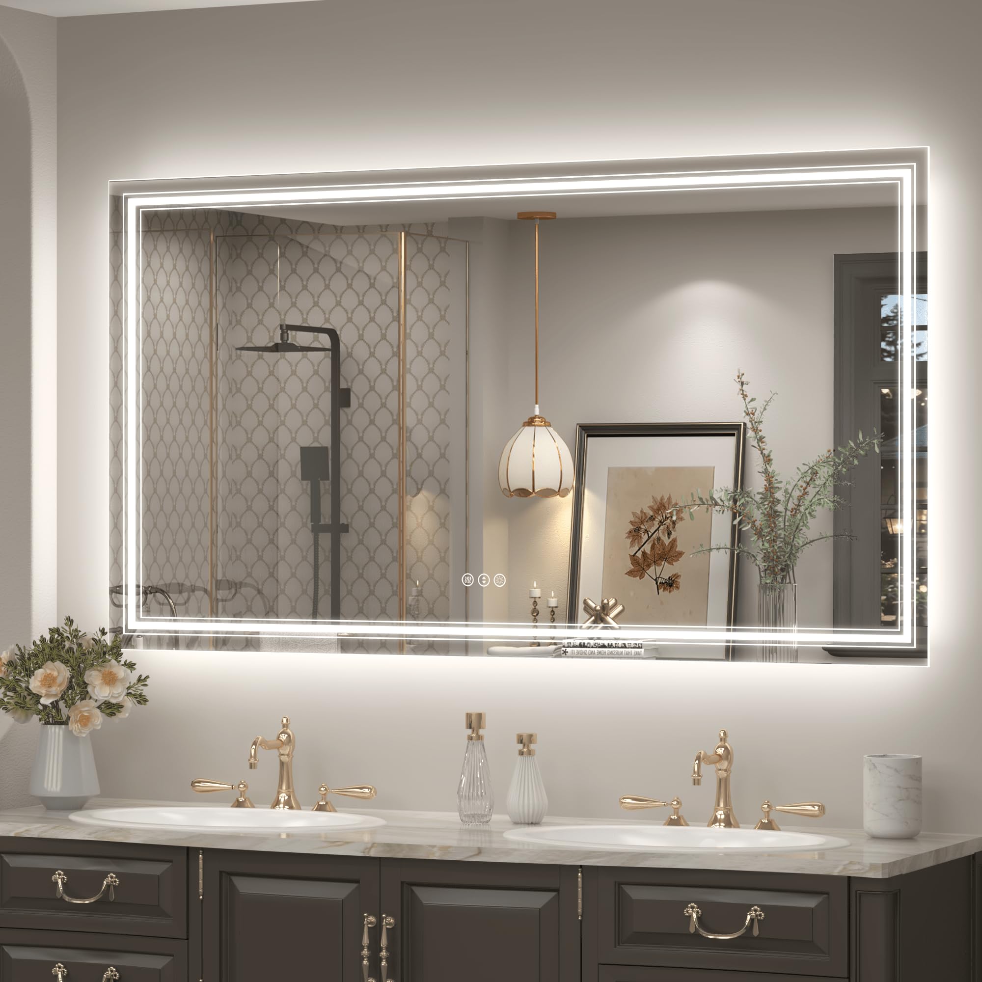 20x28 LED Bathroom Mirror, Vanity Mirror with Lights, Backlit and Front lit Mirror for Wall, Dimmable, Anti-Fog, Shatterpoof, Memory (Horizontal/Vertical)