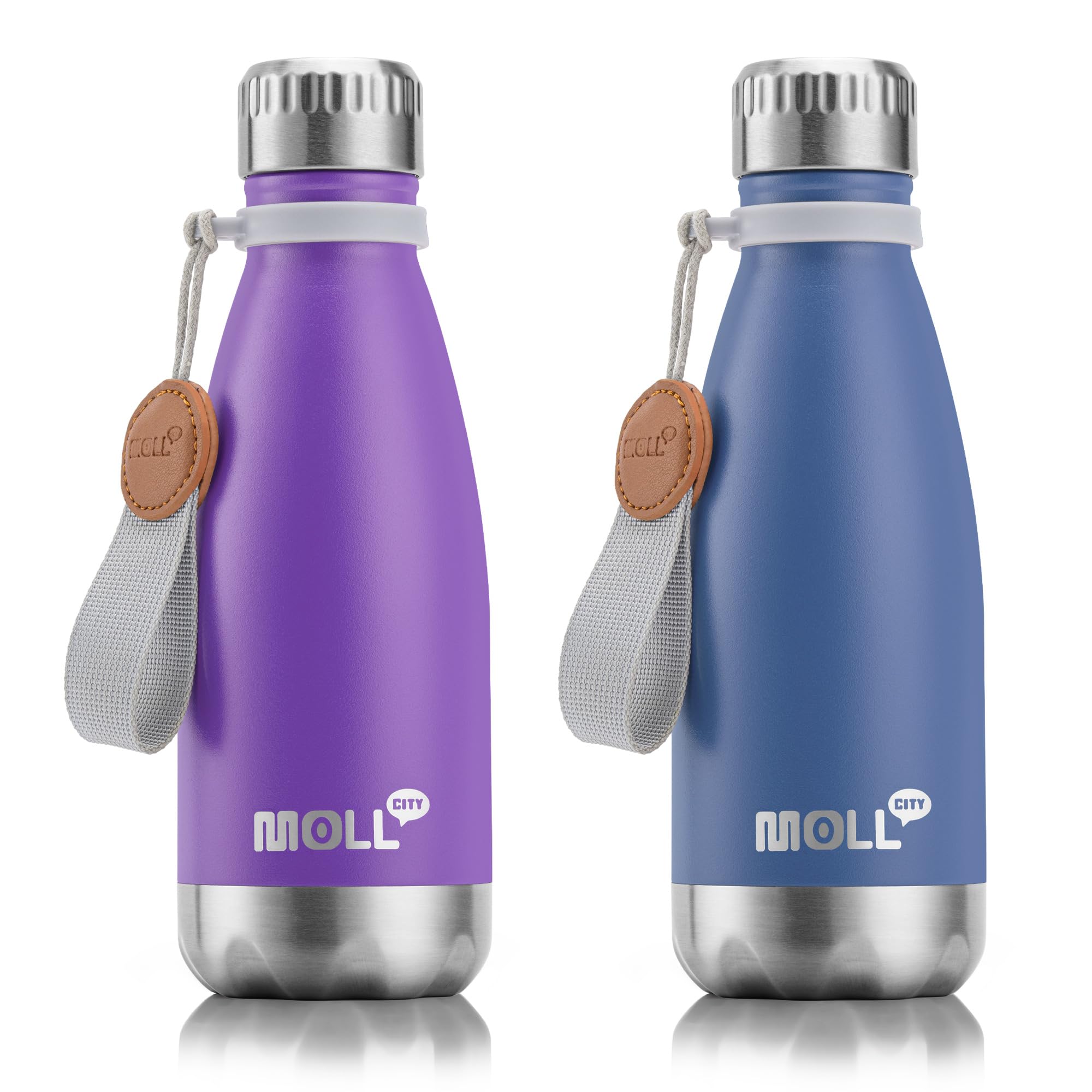 9 oz Water Bottle for Kids-Small Stainless Steel Water Bottle for School Vacuum Insulated Metal Leak Proof Cola Shape Water Flask for Boys Girls(Baby Blue)