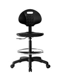 Chair Master-Heavy Duty Ergonomic Drafting Stool Black-Easy to Clean-Largest (20") Adj. Footring and Base (26") on the Market. Seat Ht Range (23"-33"). for Home, Auto, Lab, Cleanroom. Durable.