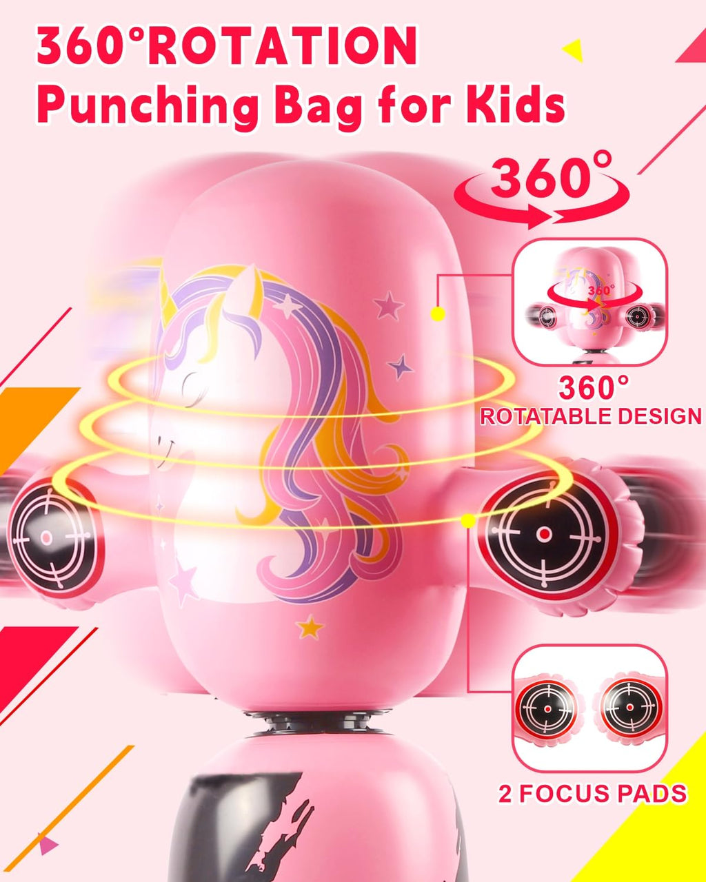 Punching Bag for Kids,New Upgraded 360°Rotating Kids Punching Bag,Inflatable Boxing Bag Toy for Boys Girls, Christmas Birthday Gift for Kids Age 3-12