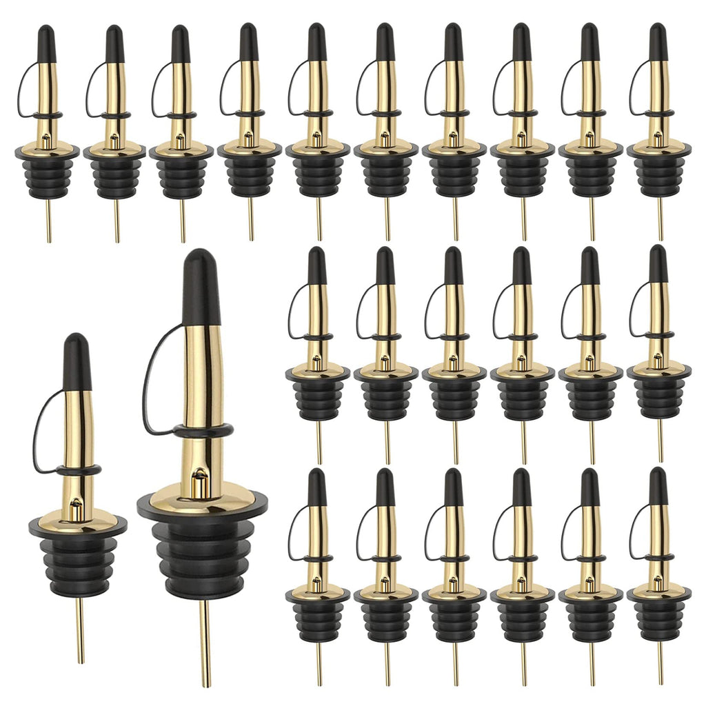 Pafusen 6 Pack Liquor Bottle Pourers, Liquor Pour Spout for Liquor Bottles, Stainless Steel Olive oil Dispenser Spout, Alcohol Pourer Spouts Dust Caps Covers Fixed, Gold